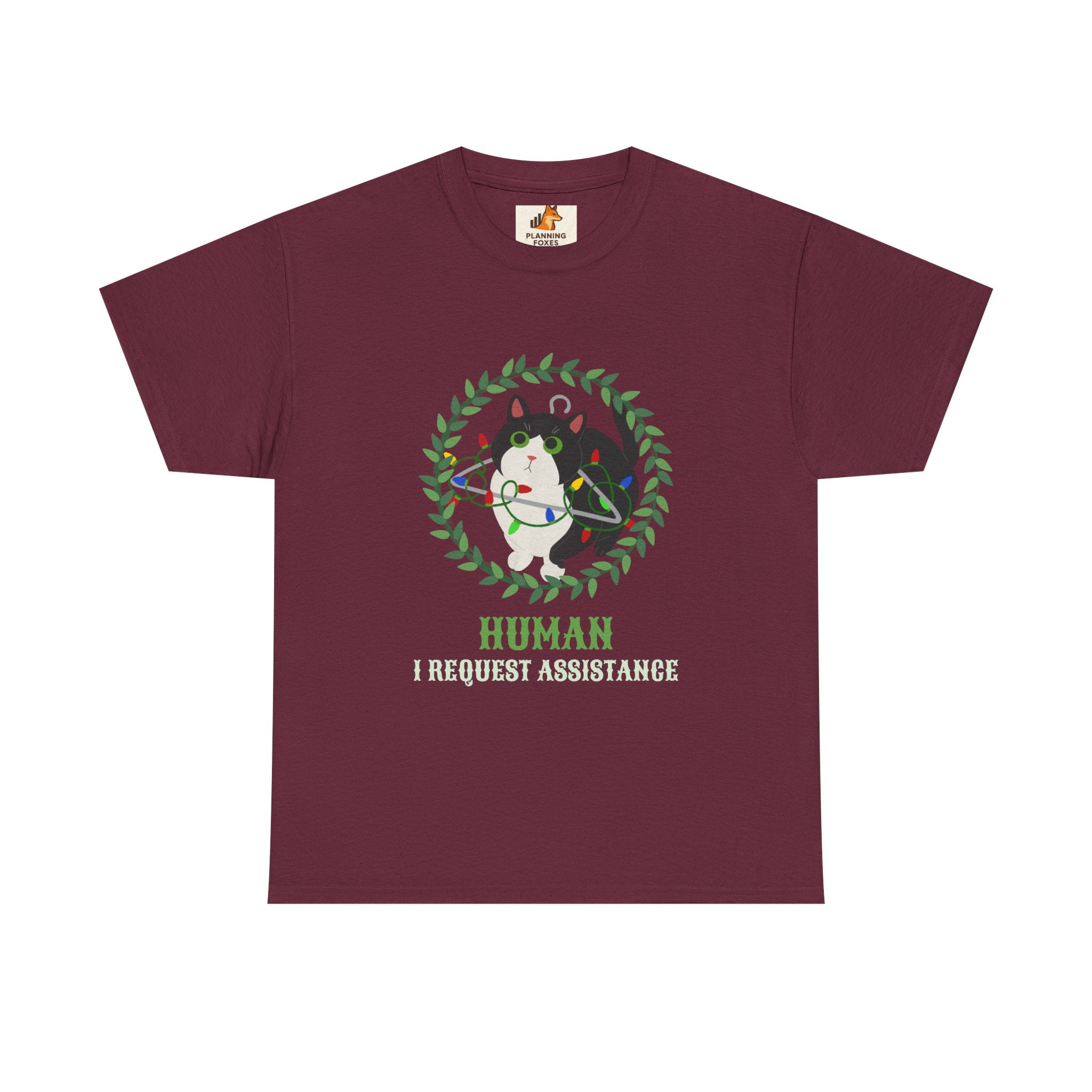 T-Shirt — 'Human, Fur-riendly Assistance' Cute Dog Wreath Graphic Tee
