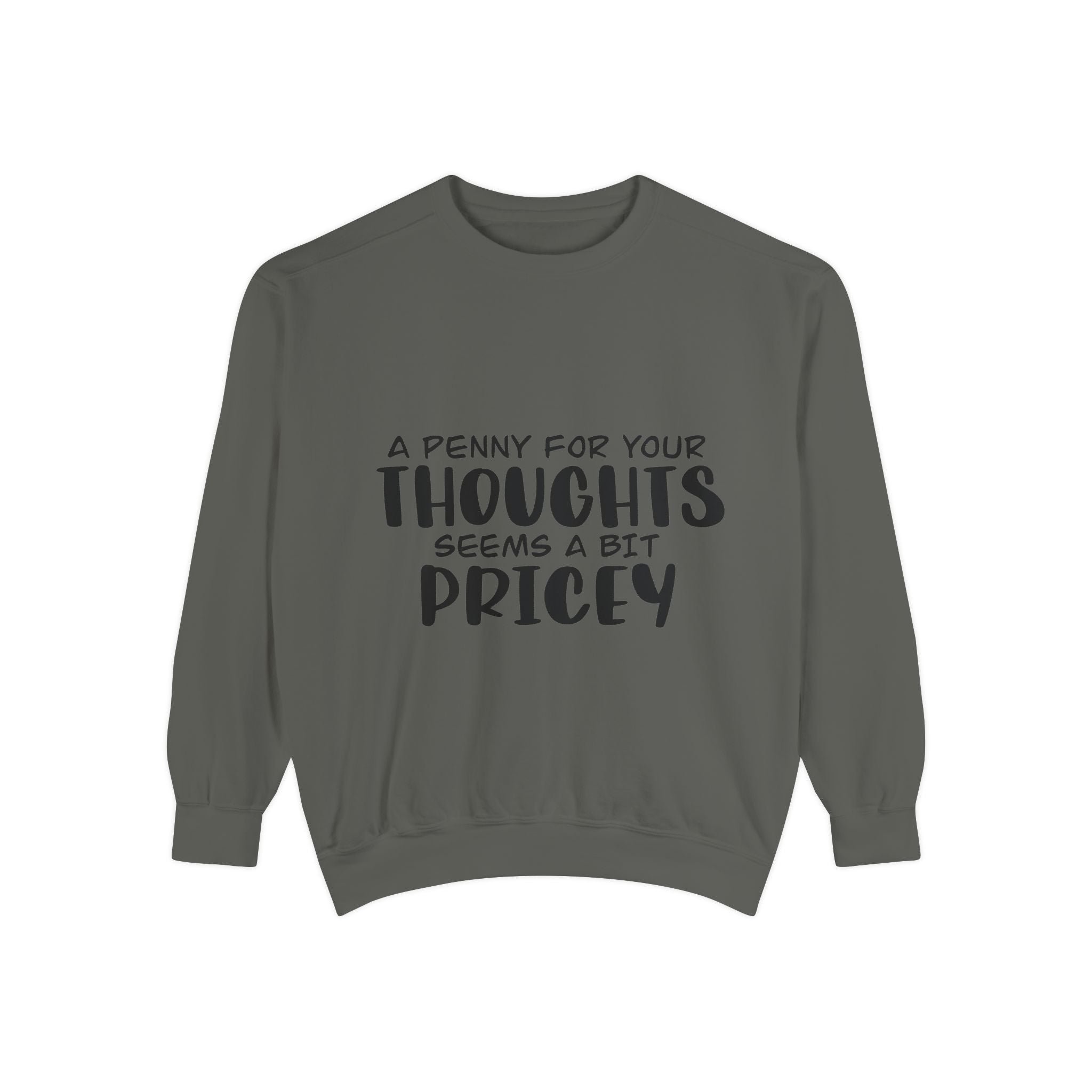Sweatshirt — “A Penny For Your Thoughts Seems A Bit Pricey” Funny Quote Crewneck