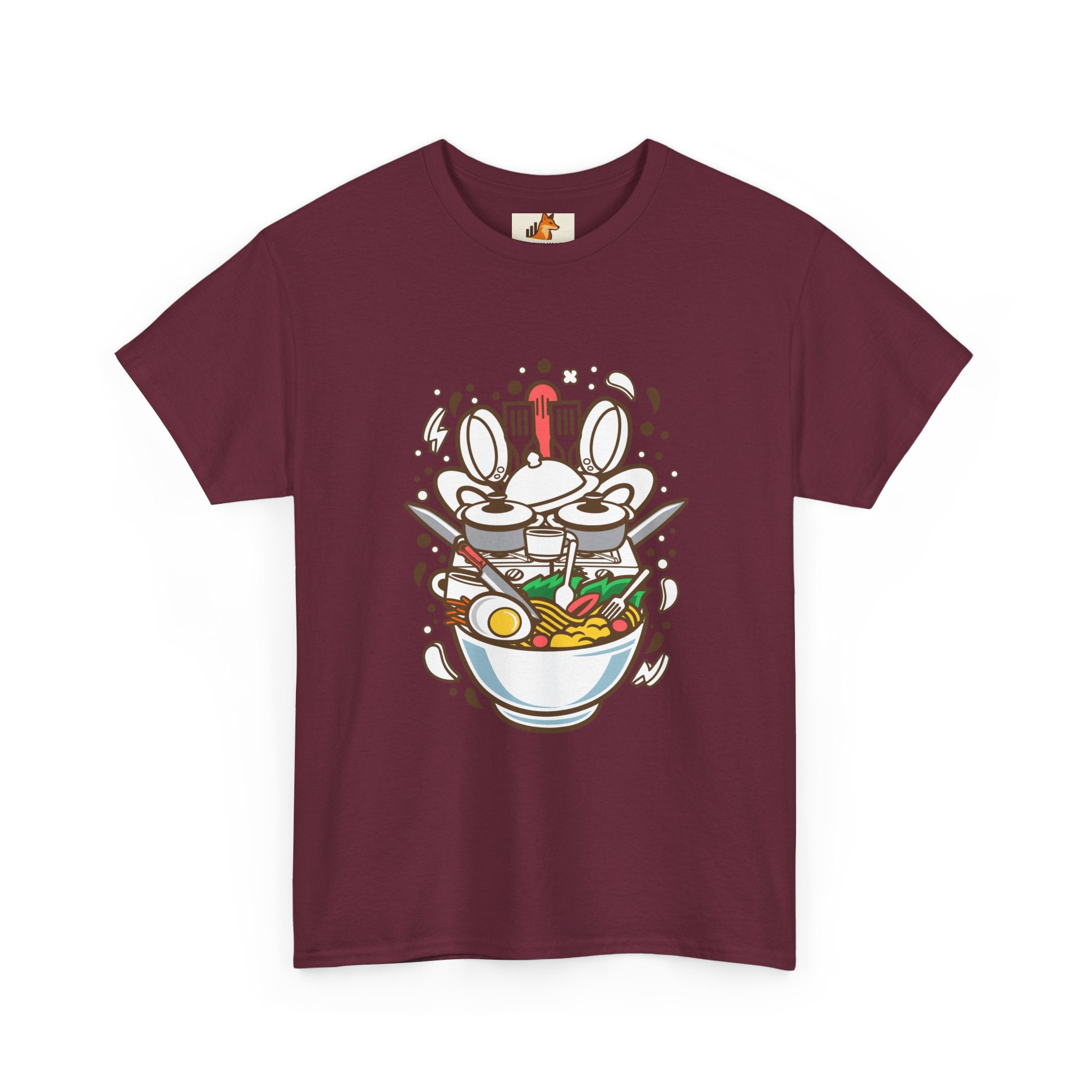 Ramen Bowl Graphic Tee – Cute Cartoon Noodles, Eggs & Chopsticks T-Shirt