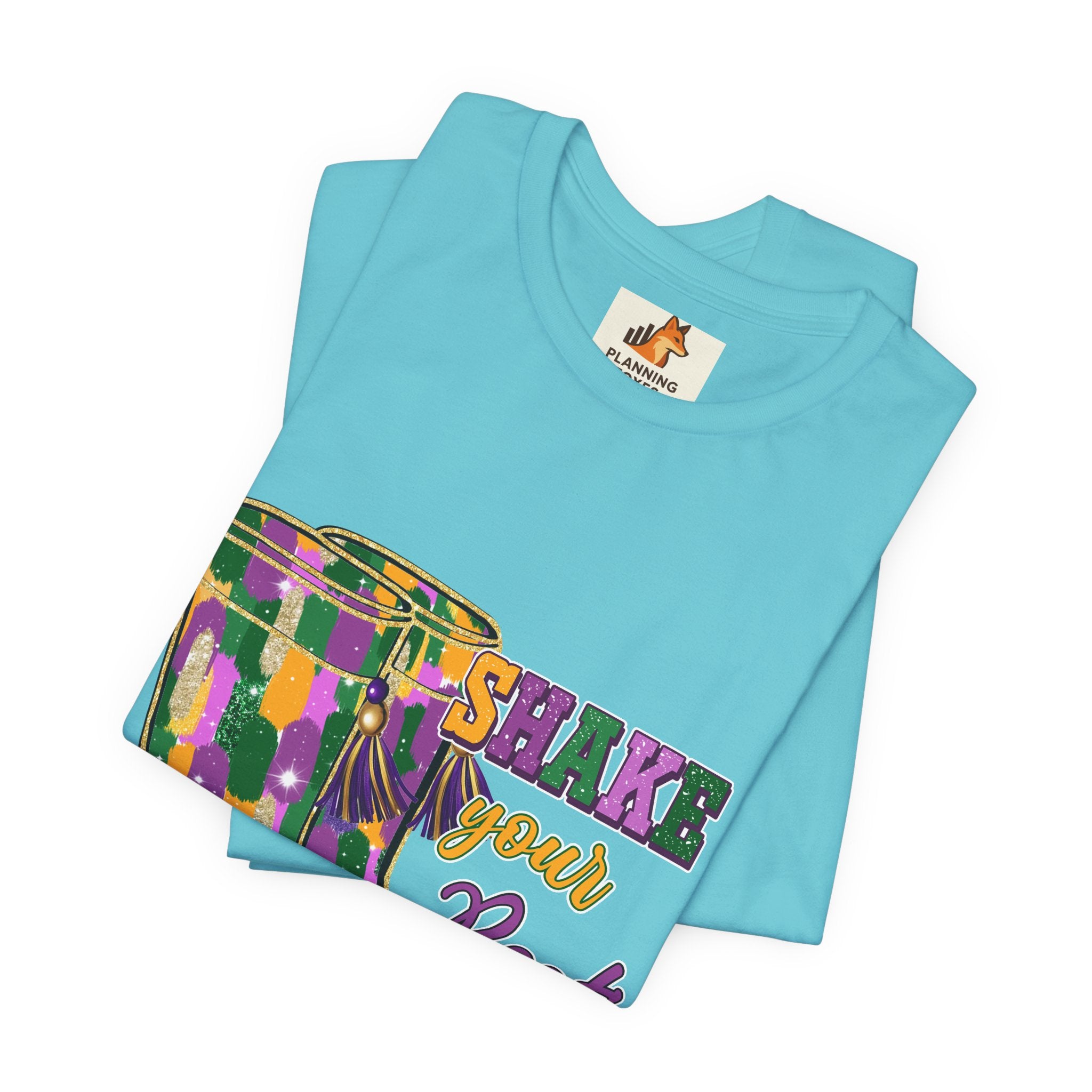 Mardi Gras 'Shake Your Bootie' T‑Shirt — Louisiana Fleur‑de‑Lis Tee