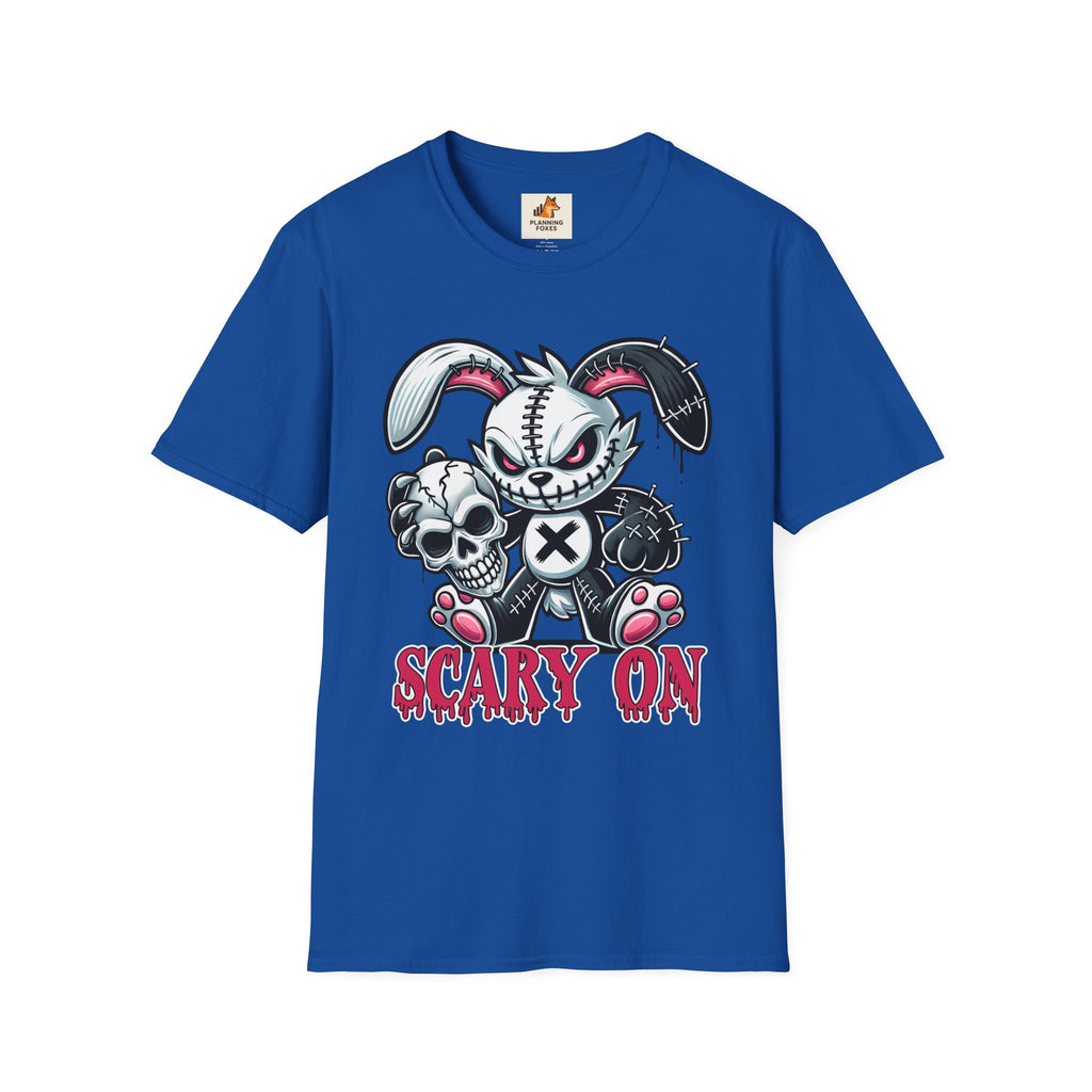 Scary On® Patchwork Demon Bunny T-Shirt — Horror Skull Graphic Tee