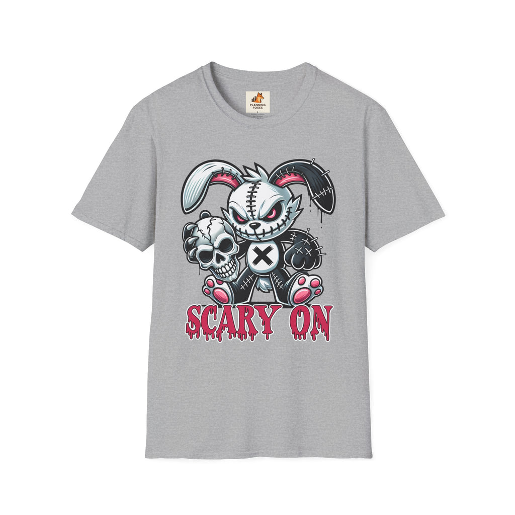 Scary On® Patchwork Demon Bunny T-Shirt — Horror Skull Graphic Tee