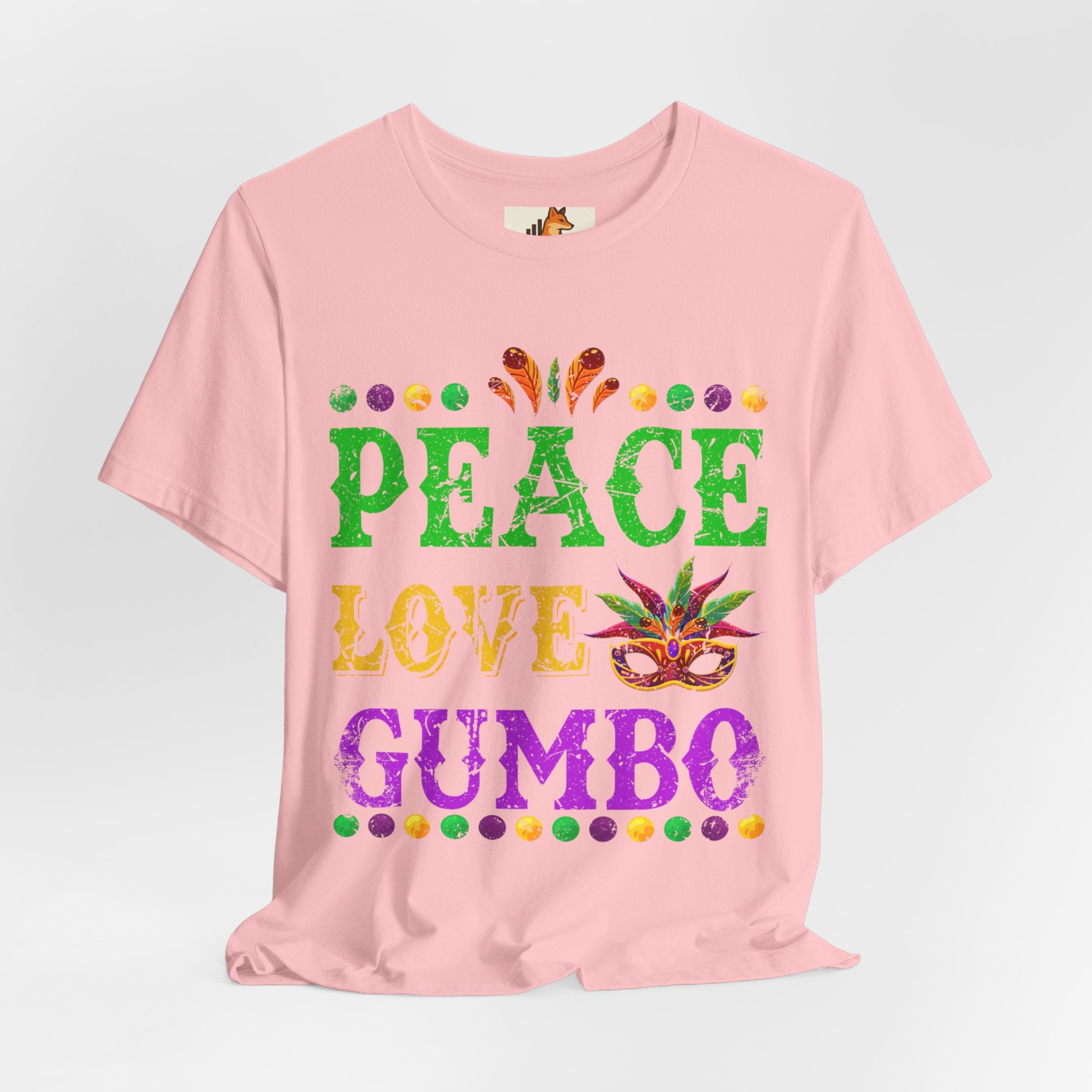 Mardi Gras T-Shirt — "Peace Love Gumbo" Festive Carnival Tee