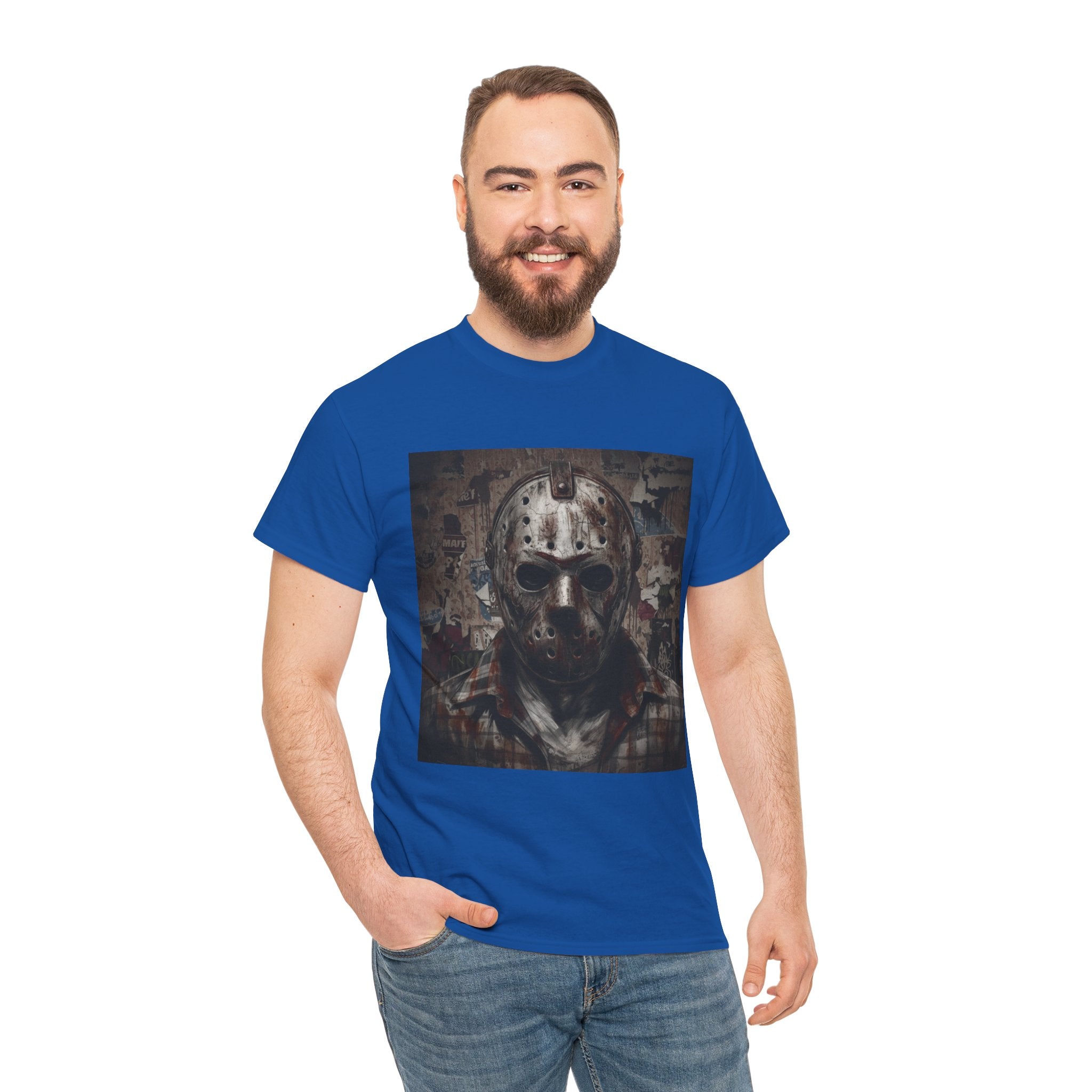 Hockey Mask Horror Tee — Retro Jason-Style Slasher Graphic Shirt