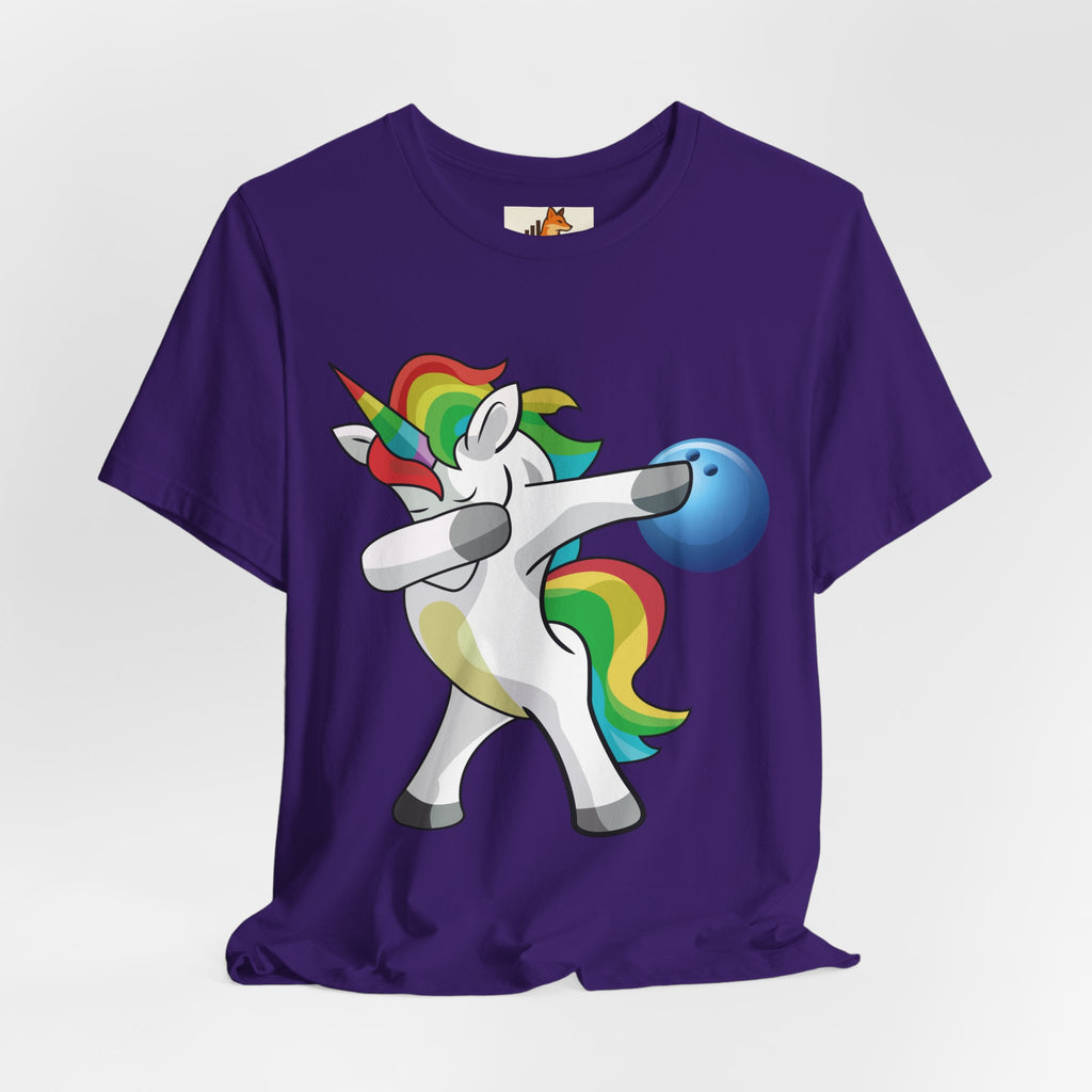 Dabbing Rainbow Unicorn Bowling T‑Shirt