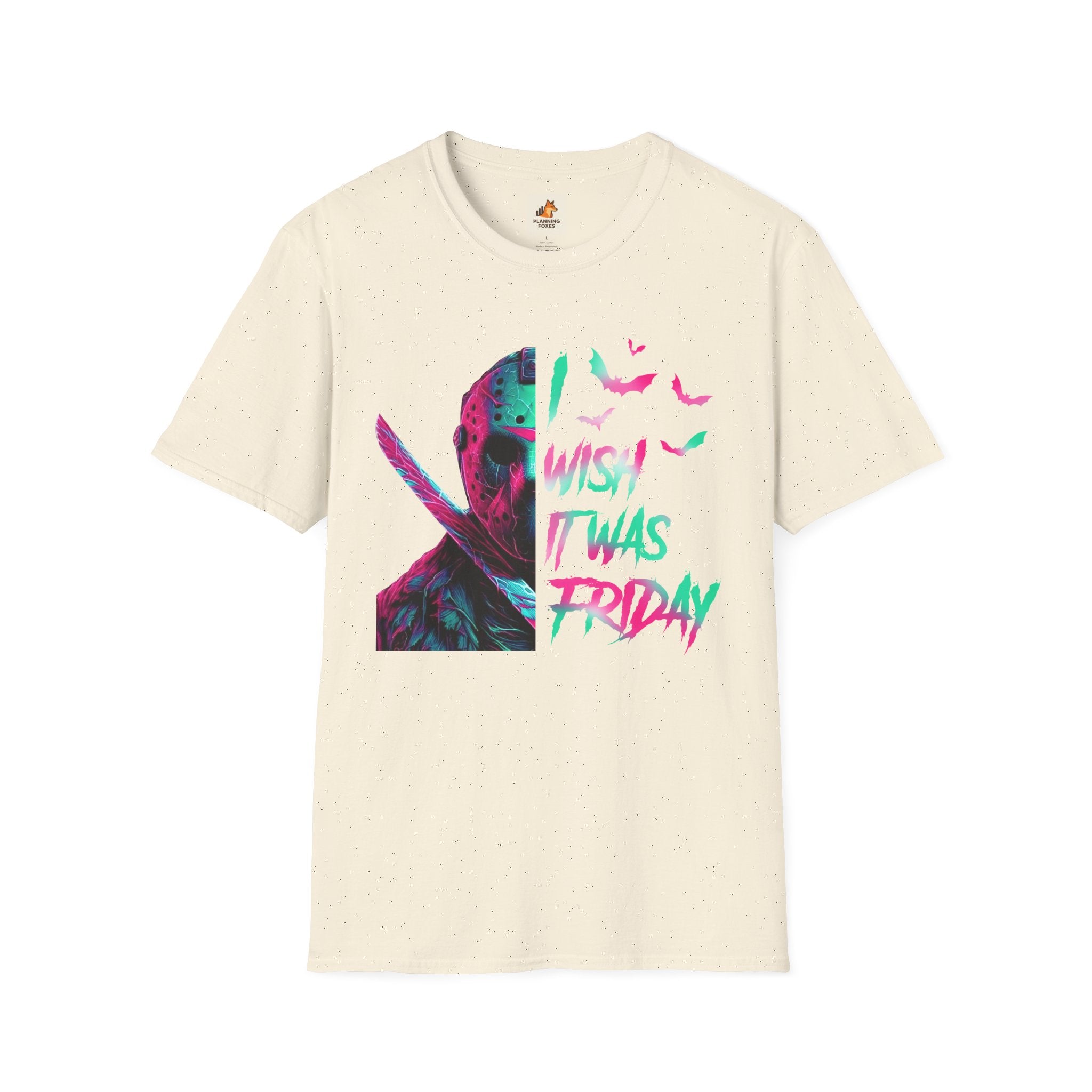 Friday Vibes T-Shirt — Neon Jason "Wish It Was Friday" Graphic Tee