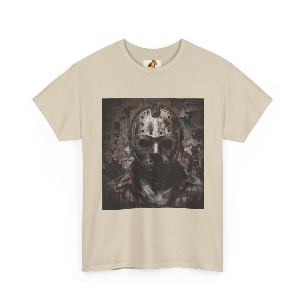 Hockey Mask Horror Tee — Retro Jason-Style Slasher Graphic Shirt