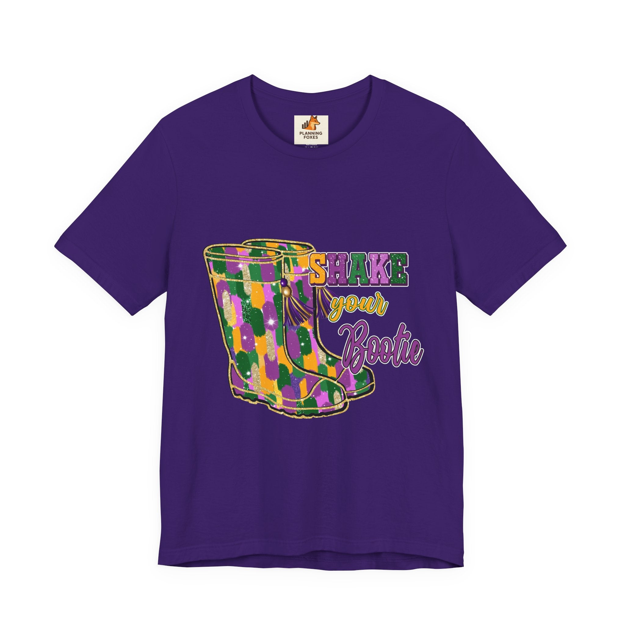 Mardi Gras 'Shake Your Bootie' T‑Shirt — Louisiana Fleur‑de‑Lis Tee