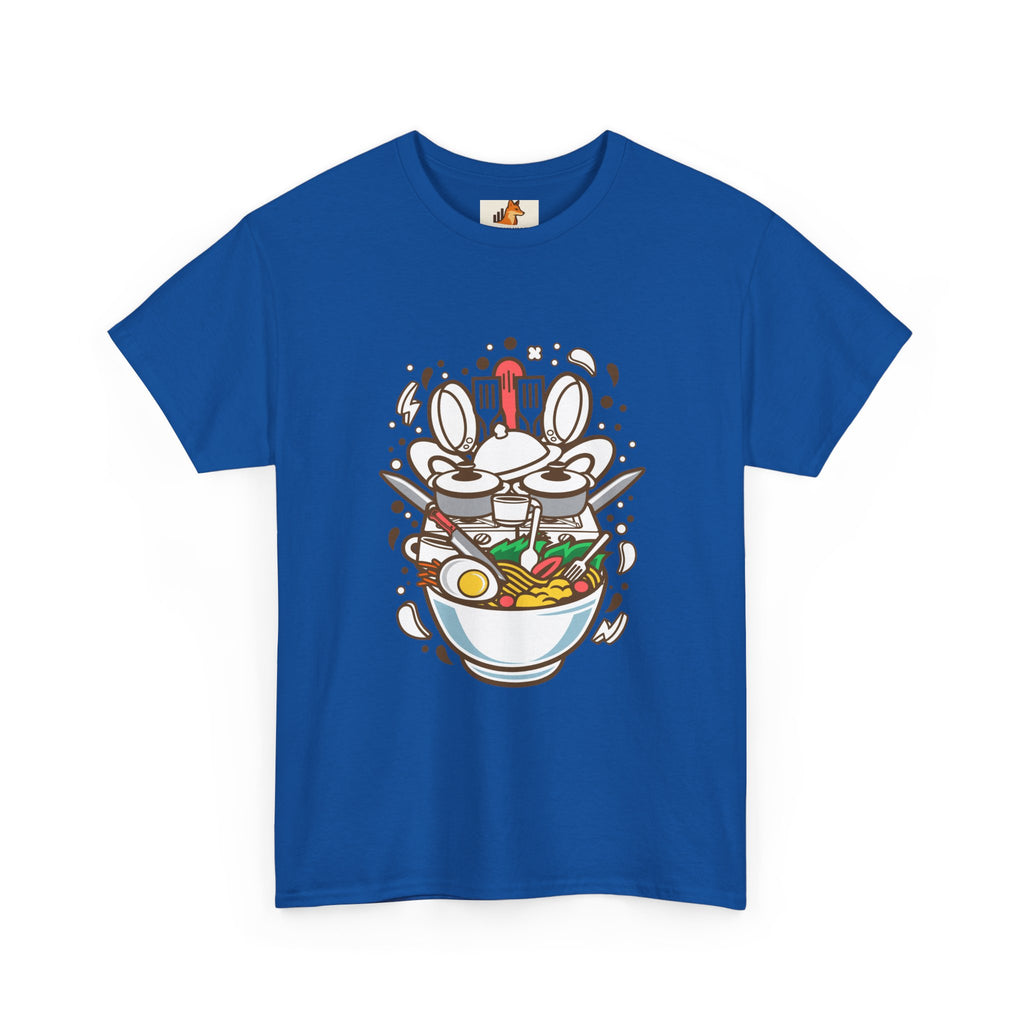 Ramen Bowl Graphic Tee – Cute Cartoon Noodles, Eggs & Chopsticks T-Shirt