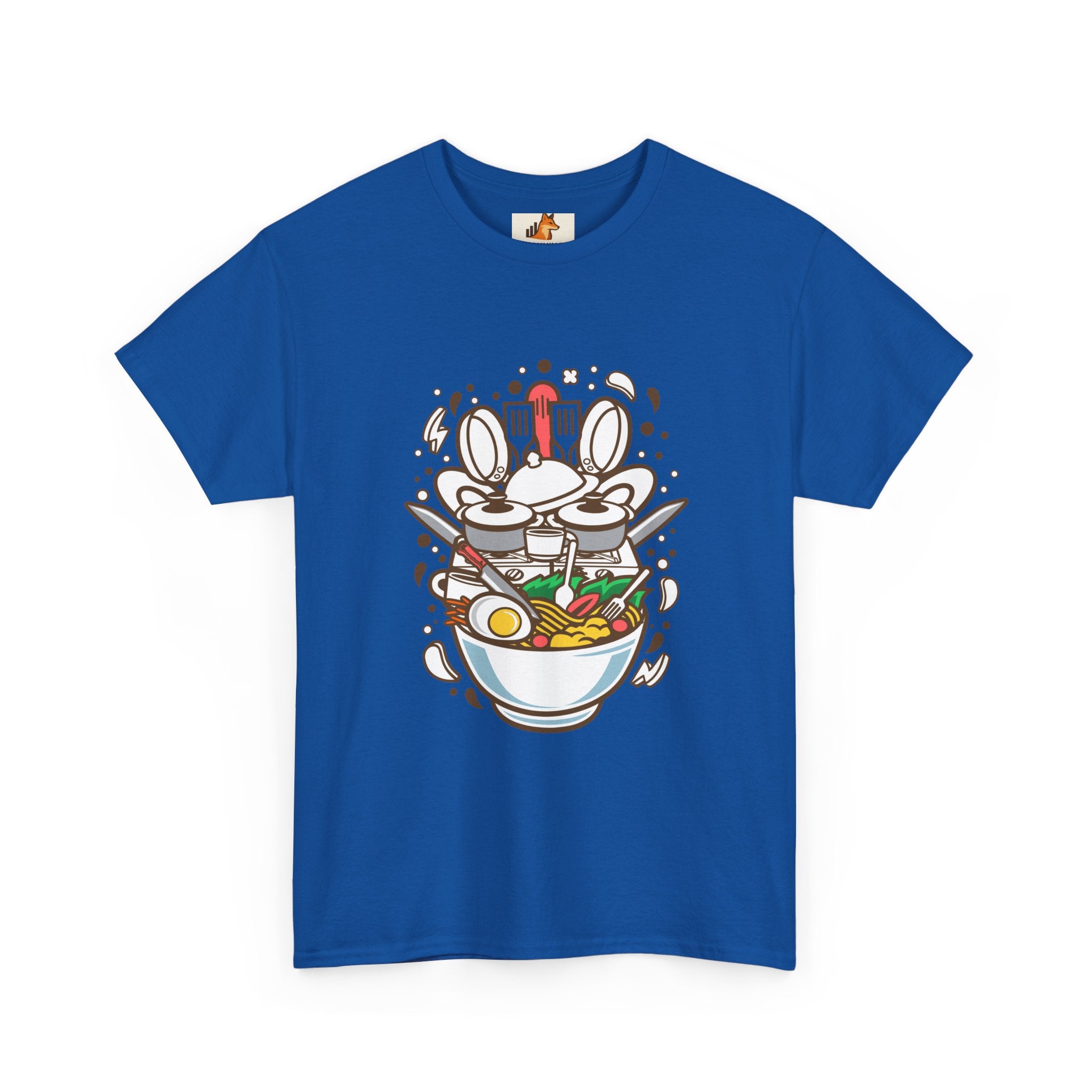 Ramen Bowl Graphic Tee – Cute Cartoon Noodles, Eggs & Chopsticks T-Shirt