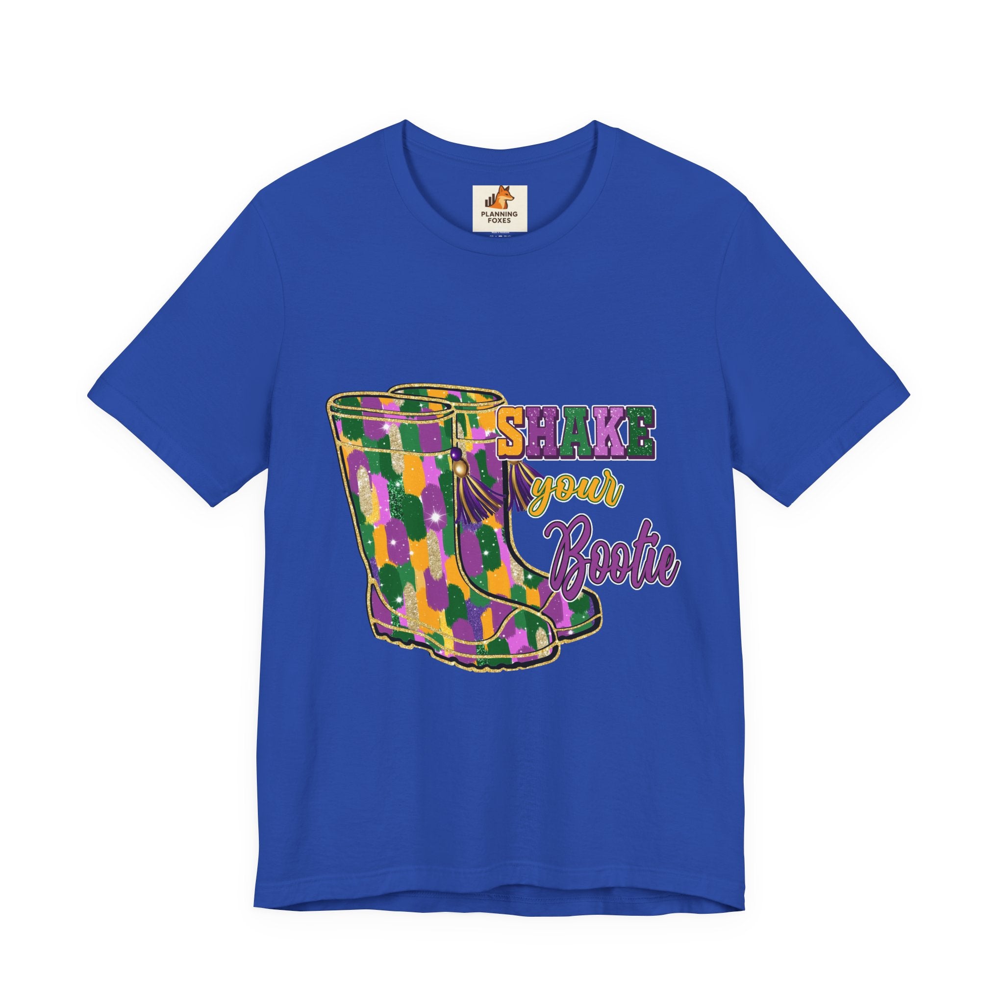 Mardi Gras 'Shake Your Bootie' T‑Shirt — Louisiana Fleur‑de‑Lis Tee