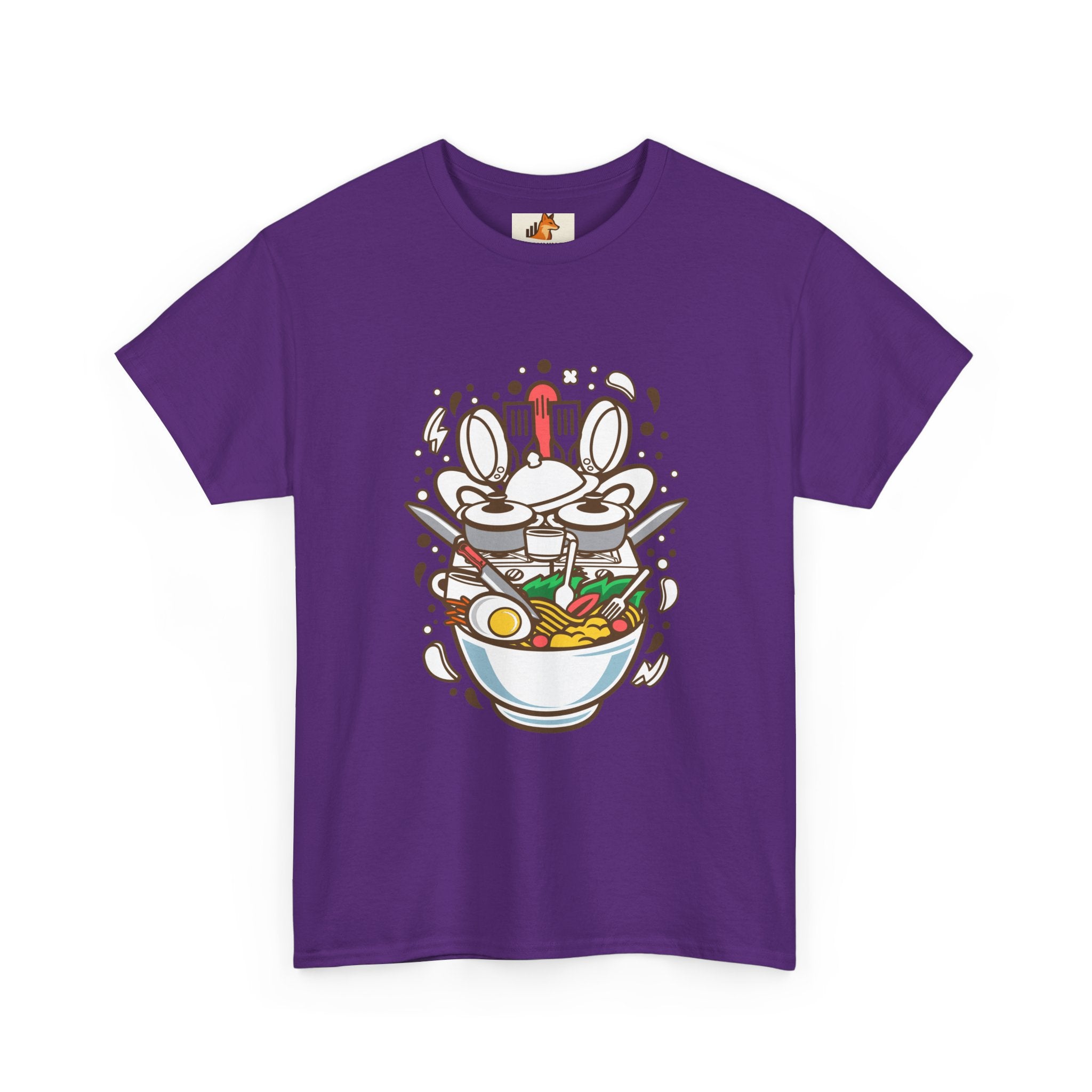 Ramen Bowl Graphic Tee – Cute Cartoon Noodles, Eggs & Chopsticks T-Shirt