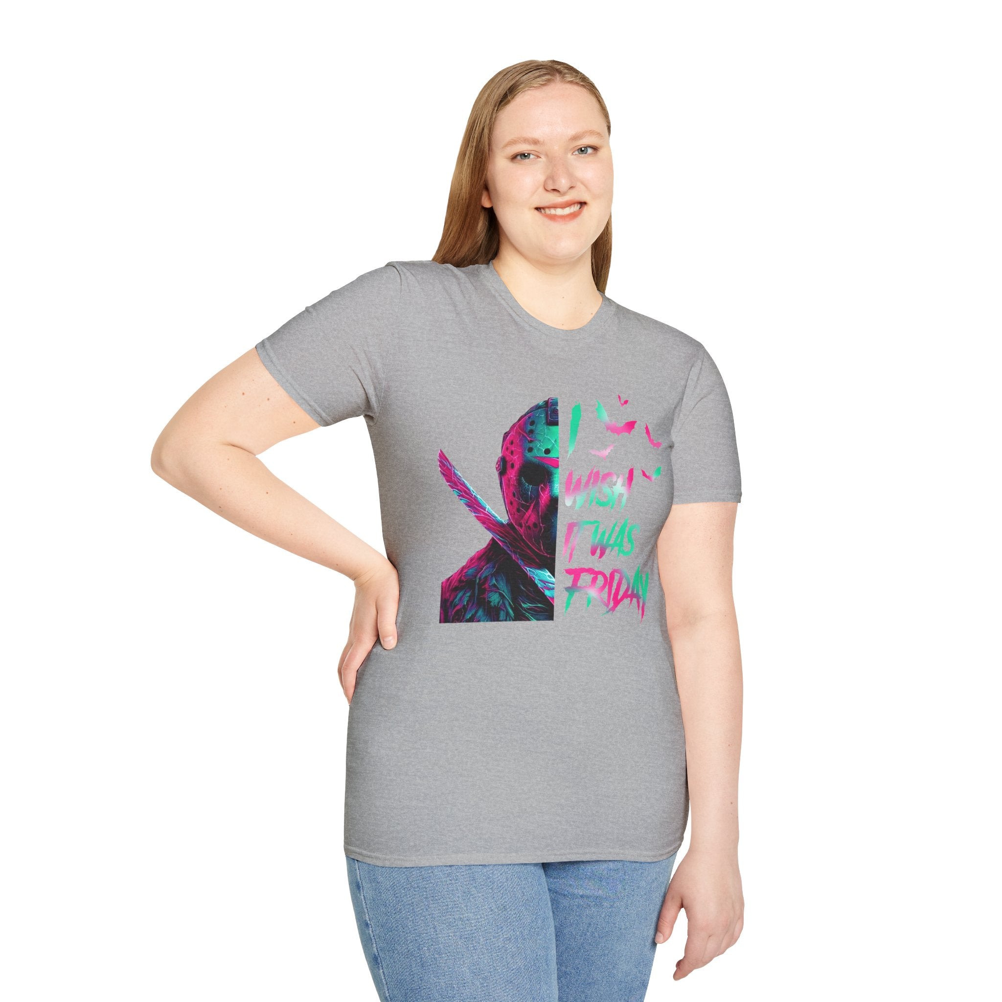 Friday Vibes T-Shirt — Neon Jason "Wish It Was Friday" Graphic Tee