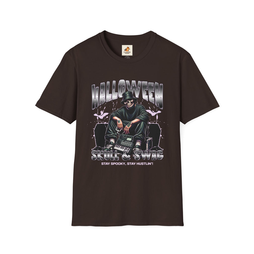 Halloween Skull Graphic T-Shirt — Retro Horror Crew Tee