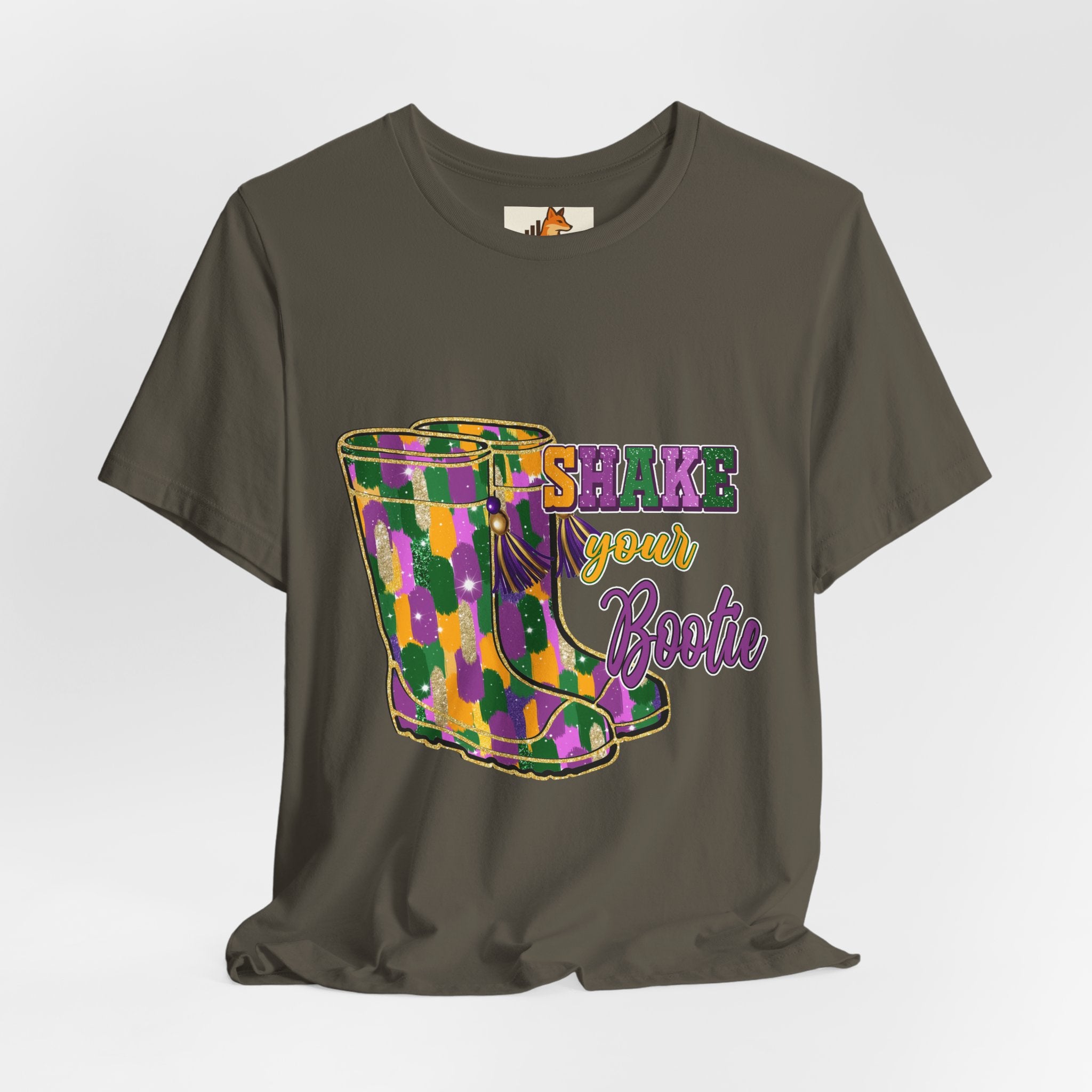 Mardi Gras 'Shake Your Bootie' T‑Shirt — Louisiana Fleur‑de‑Lis Tee