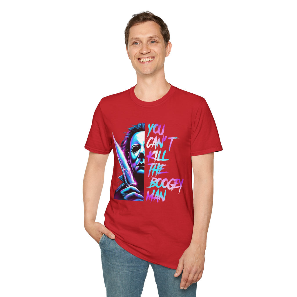 You Can't Kill the Boogeyman T‑Shirt — Retro Neon Michael Myers Horror Tee