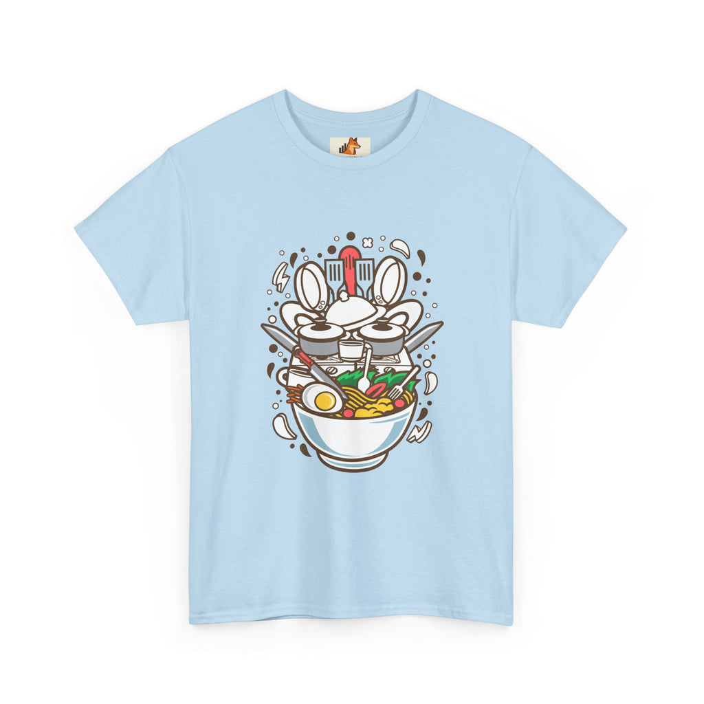Ramen Bowl Graphic Tee – Cute Cartoon Noodles, Eggs & Chopsticks T-Shirt