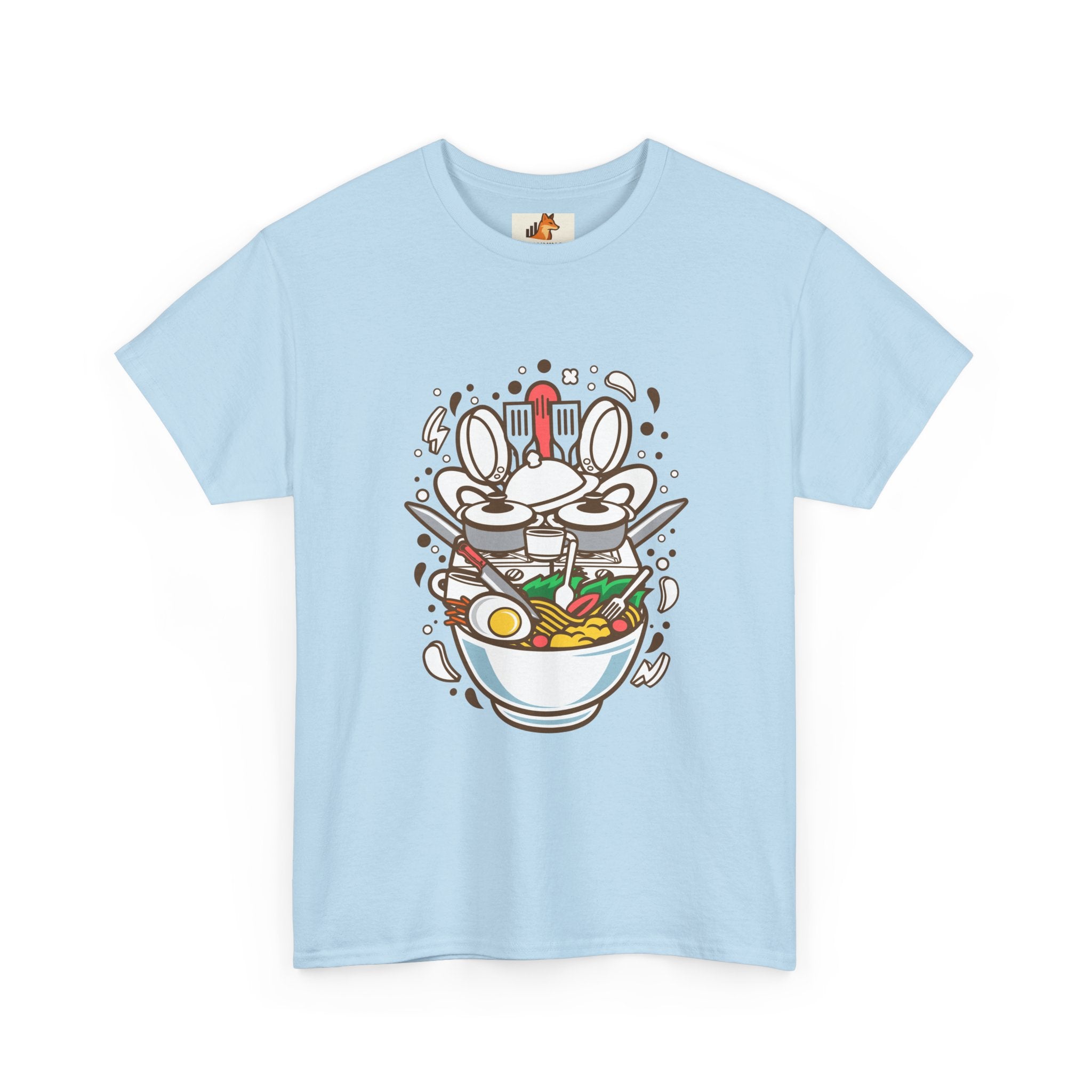 Ramen Bowl Graphic Tee – Cute Cartoon Noodles, Eggs & Chopsticks T-Shirt
