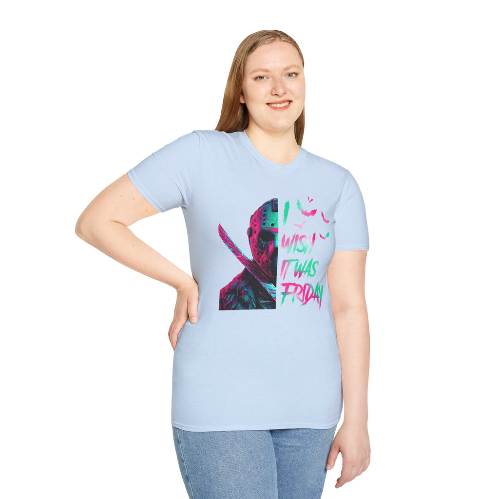 Friday Vibes T-Shirt — Neon Jason "Wish It Was Friday" Graphic Tee