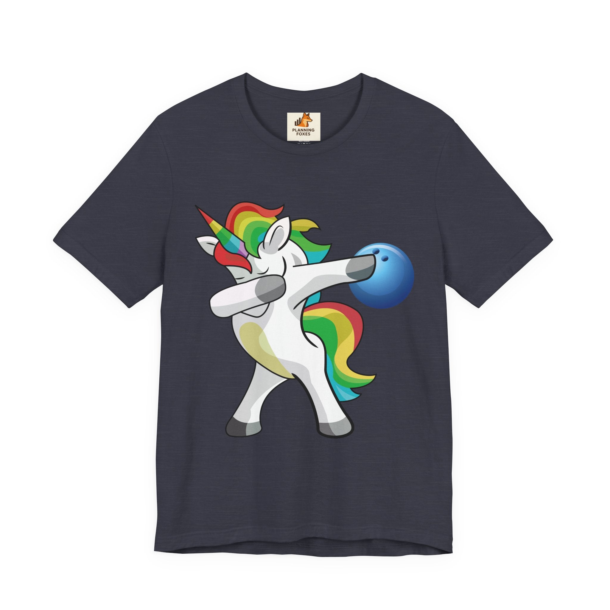 Dabbing Rainbow Unicorn Bowling T‑Shirt