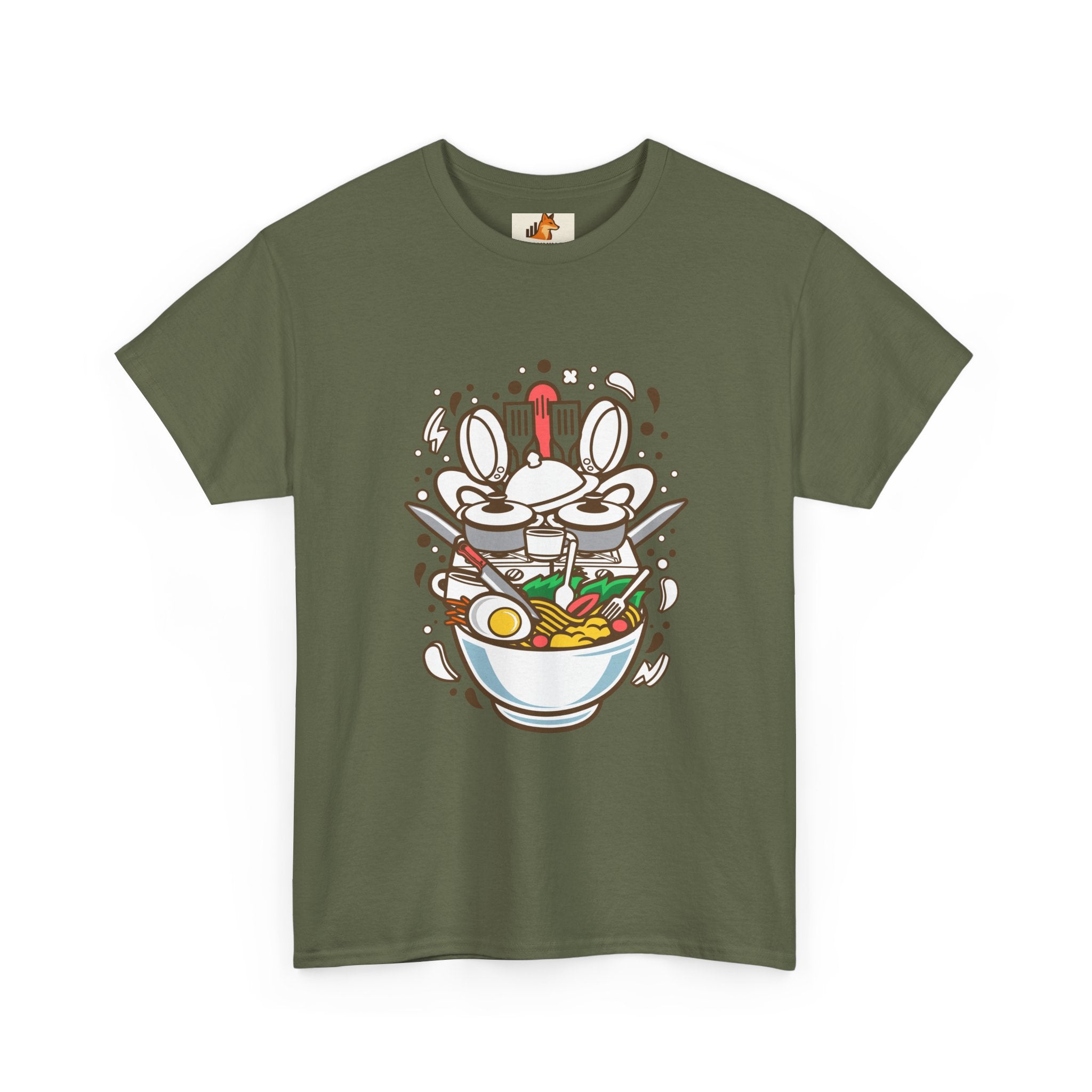 Ramen Bowl Graphic Tee – Cute Cartoon Noodles, Eggs & Chopsticks T-Shirt