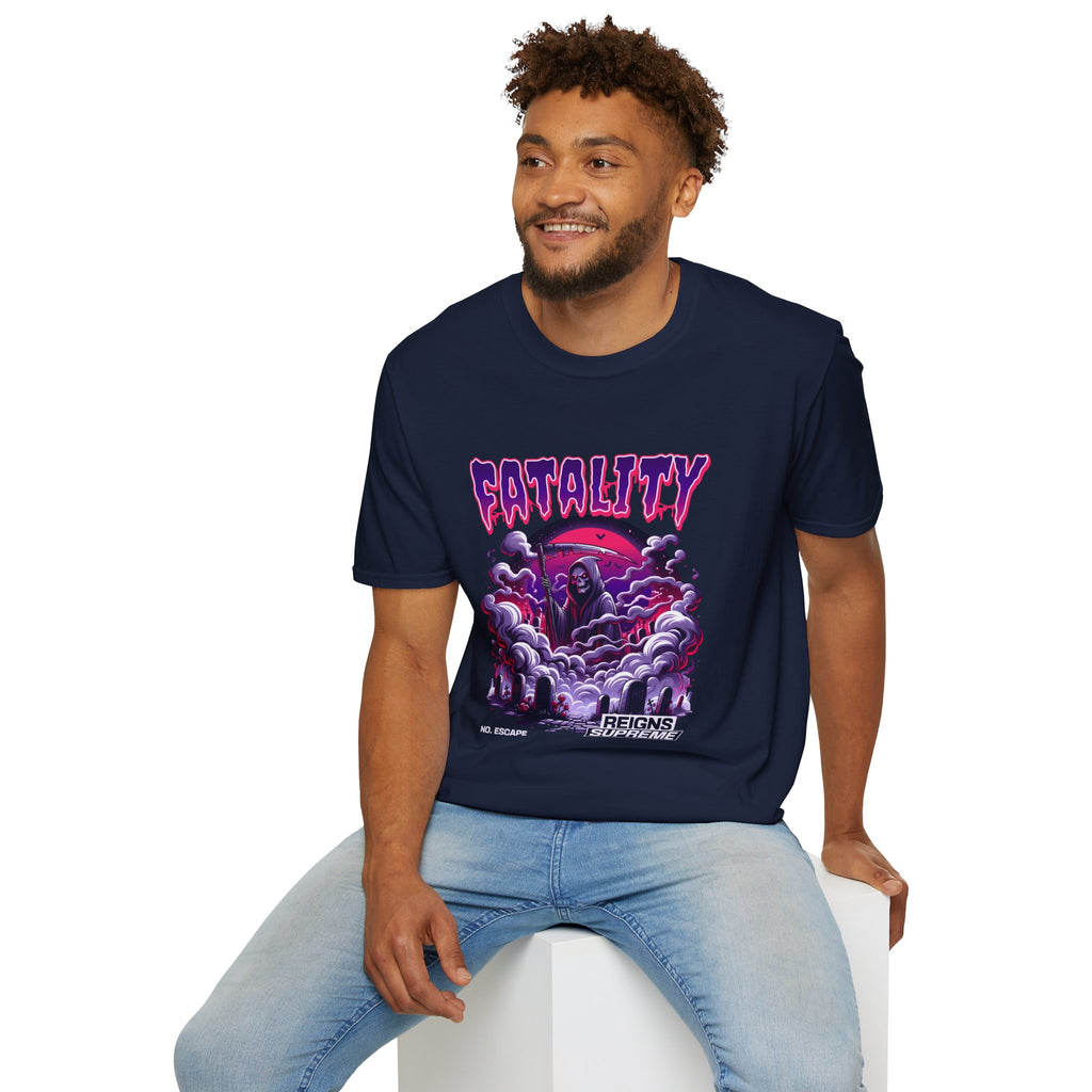 Fatality Graphic Tee — Grim Reaper Arcade Horror T-Shirt