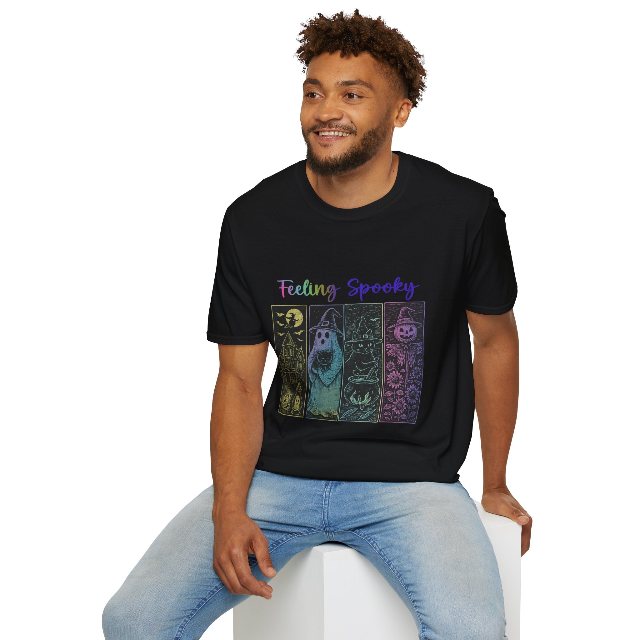 Feeling Spooky Halloween T-Shirt — Cute Ghost, Witch & Pumpkin Design