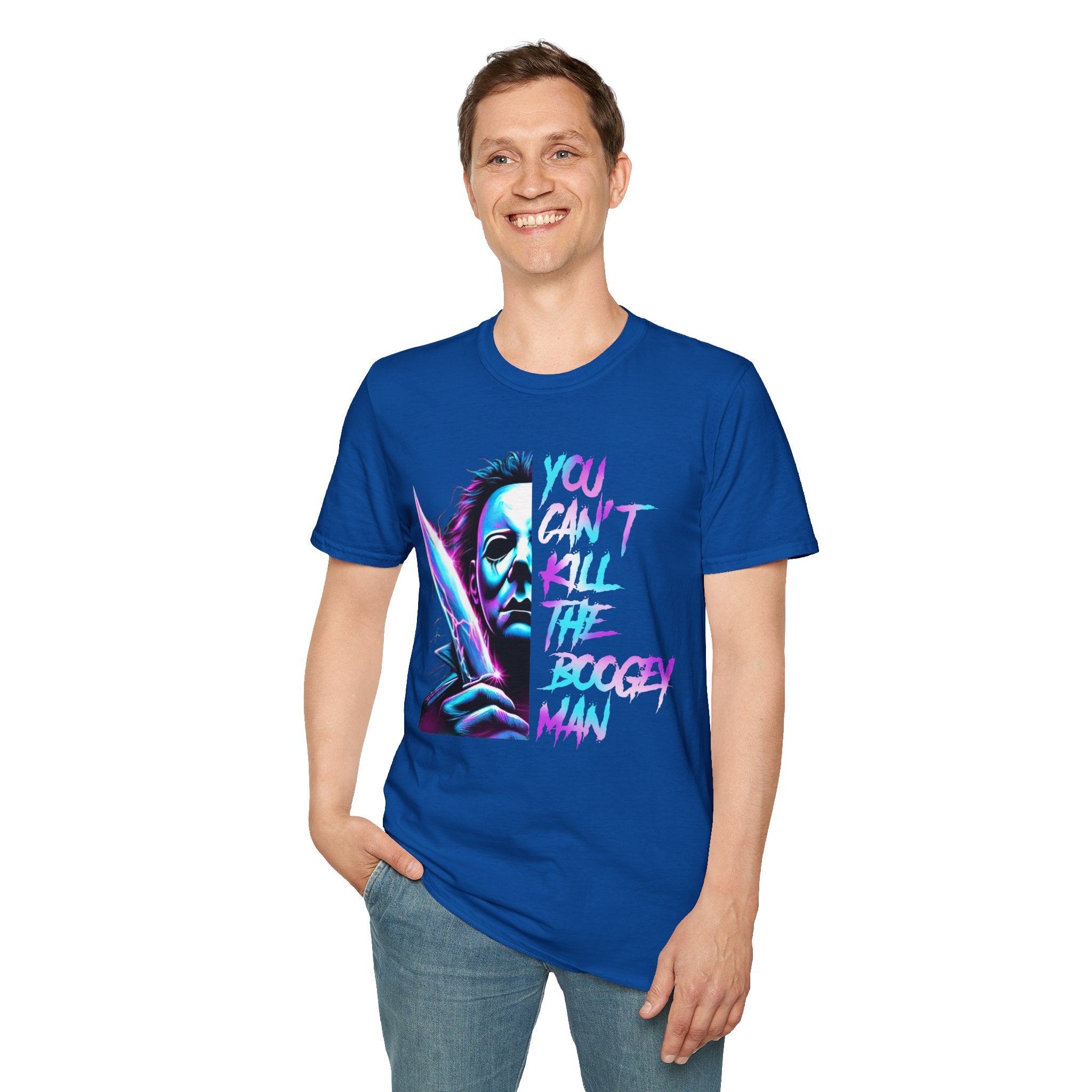 You Can't Kill the Boogeyman T‑Shirt — Retro Neon Michael Myers Horror Tee