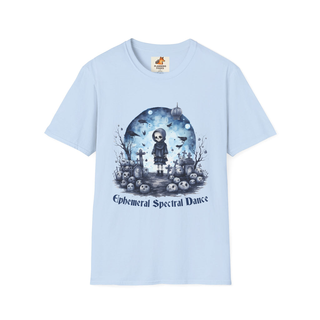 T-Shirt — Gothic Cute Grim Reaper Design (“Ephemeral Spectral Dance”)