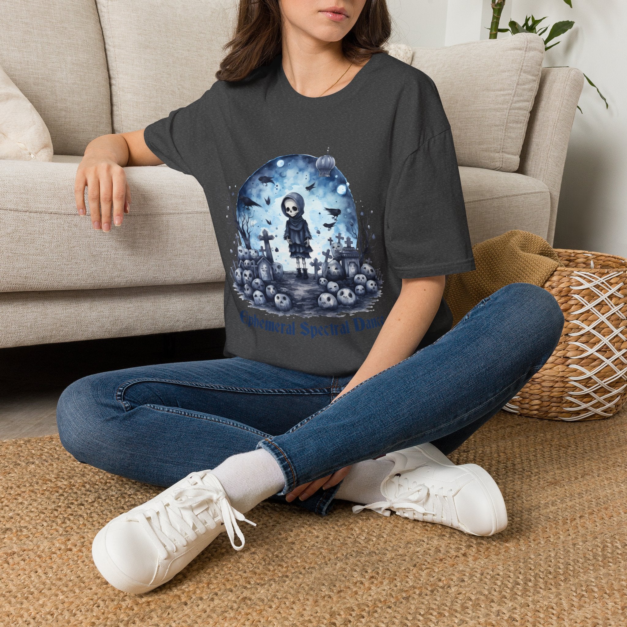 T-Shirt — Gothic Cute Grim Reaper Design (“Ephemeral Spectral Dance”)