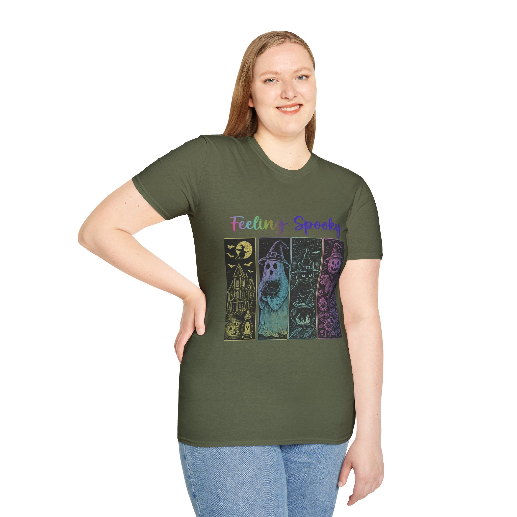 Feeling Spooky Halloween T-Shirt — Cute Ghost & Pumpkin Graphic