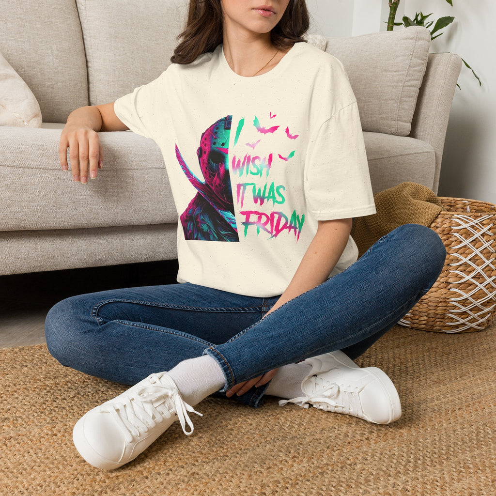 Friday Vibes T-Shirt — Neon Jason "Wish It Was Friday" Graphic Tee