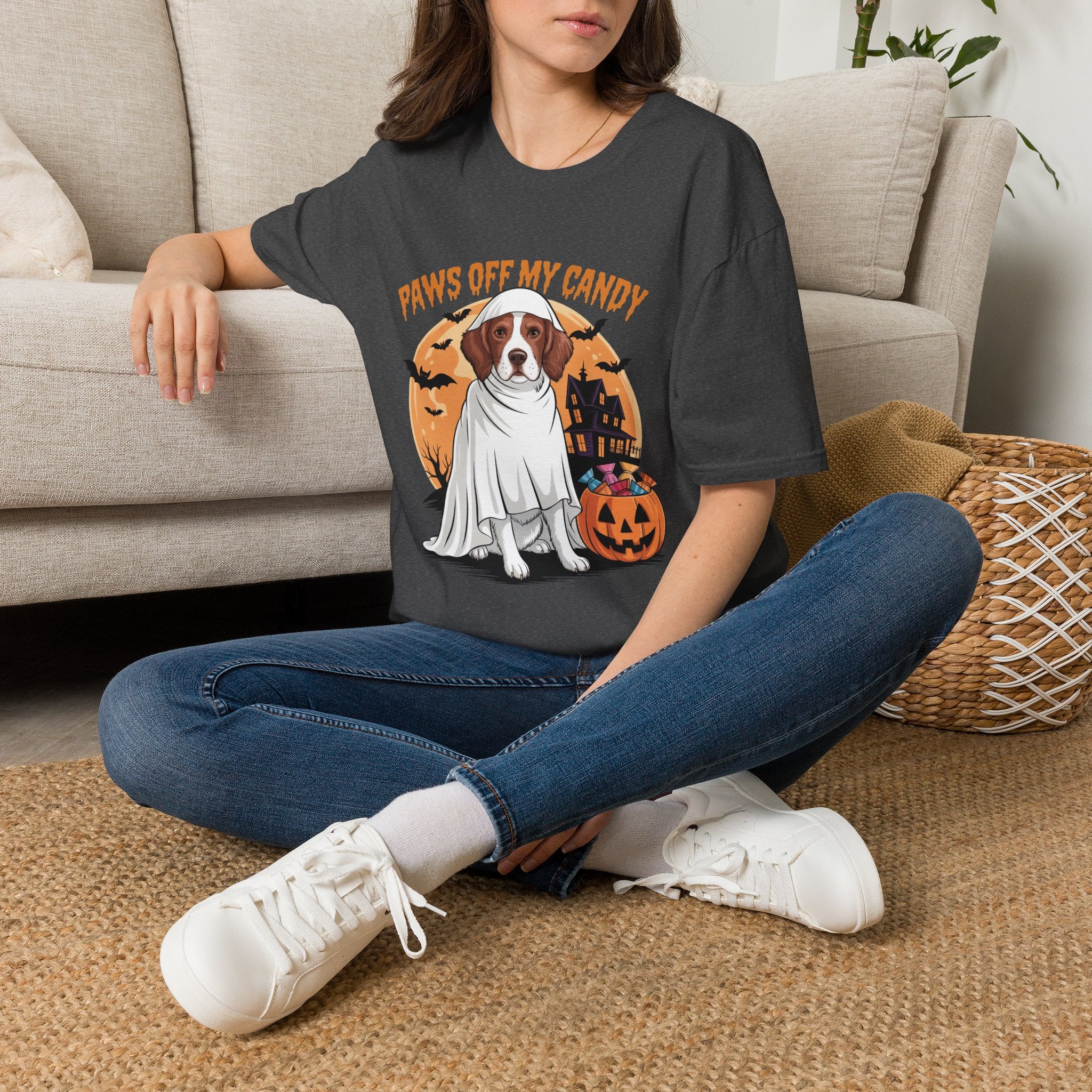 Halloween Dog T‑Shirt — "Paws Off My Candy" Ghost Beagle Costume Tee