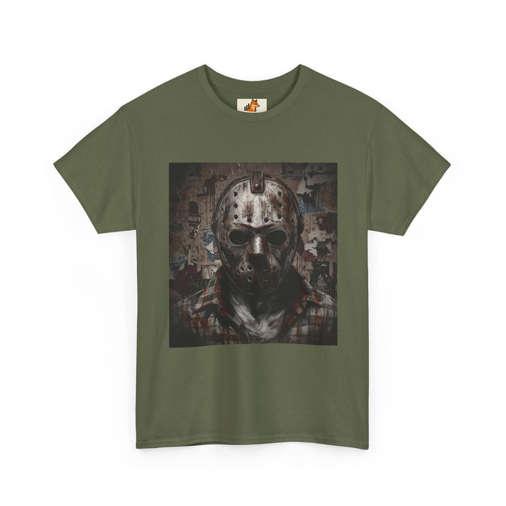 Hockey Mask Horror Tee — Retro Jason-Style Slasher Graphic Shirt