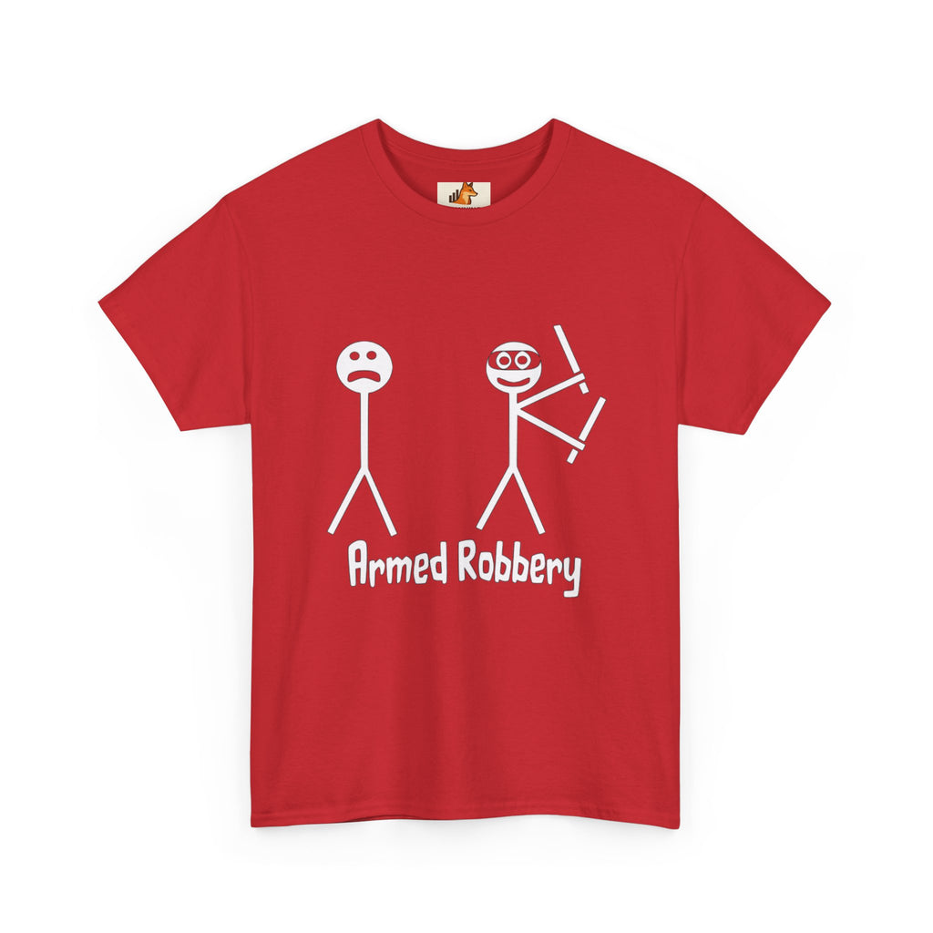 T-Shirt — 'Armed Robbery' Stick Figure Graphic Tee