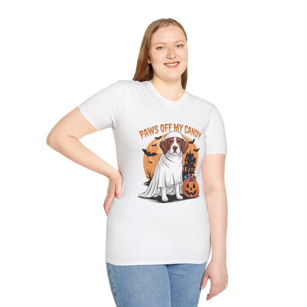 Halloween Dog T‑Shirt — "Paws Off My Candy" Ghost Beagle Costume Tee