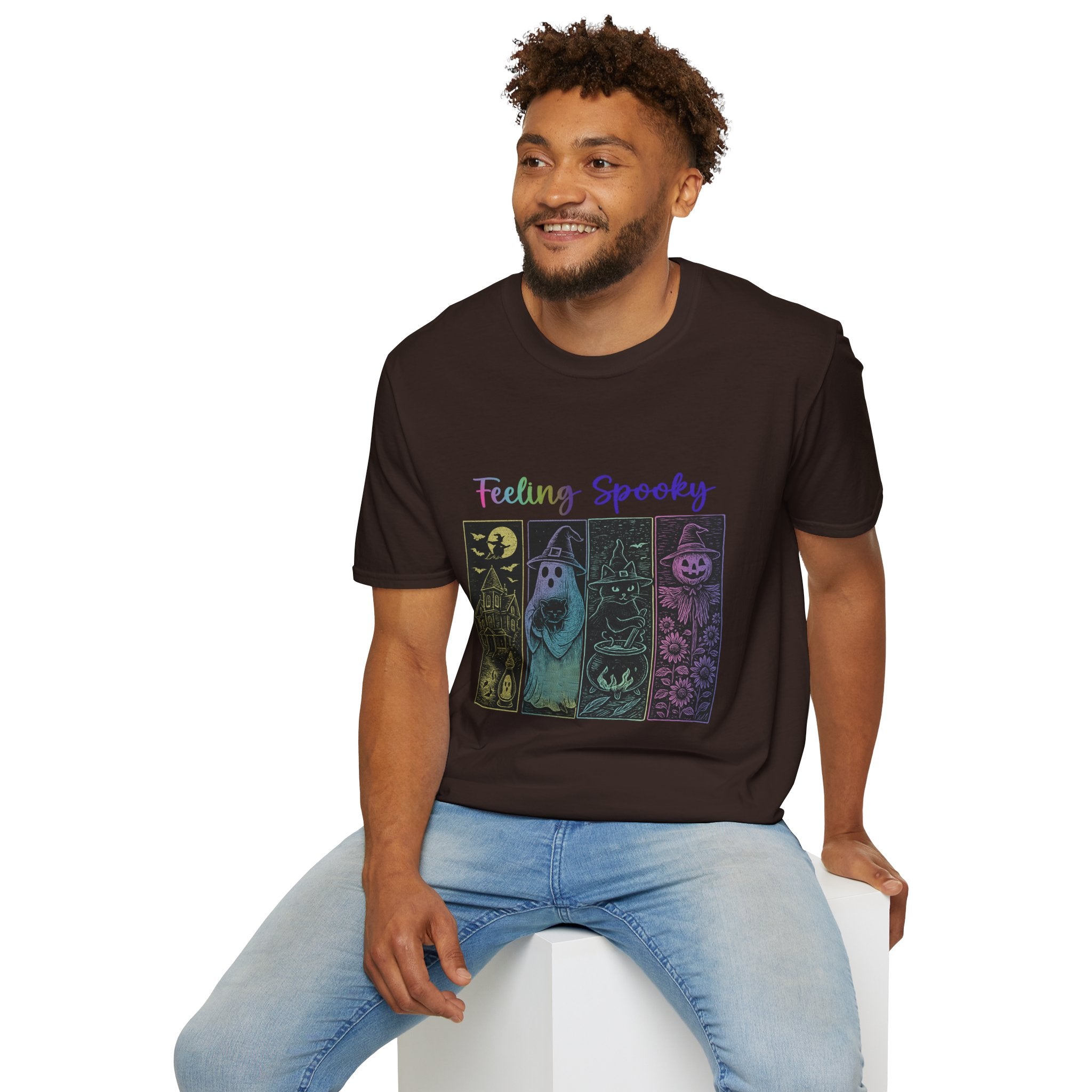 Feeling Spooky Halloween T-Shirt — Cute Ghost, Witch & Pumpkin Design