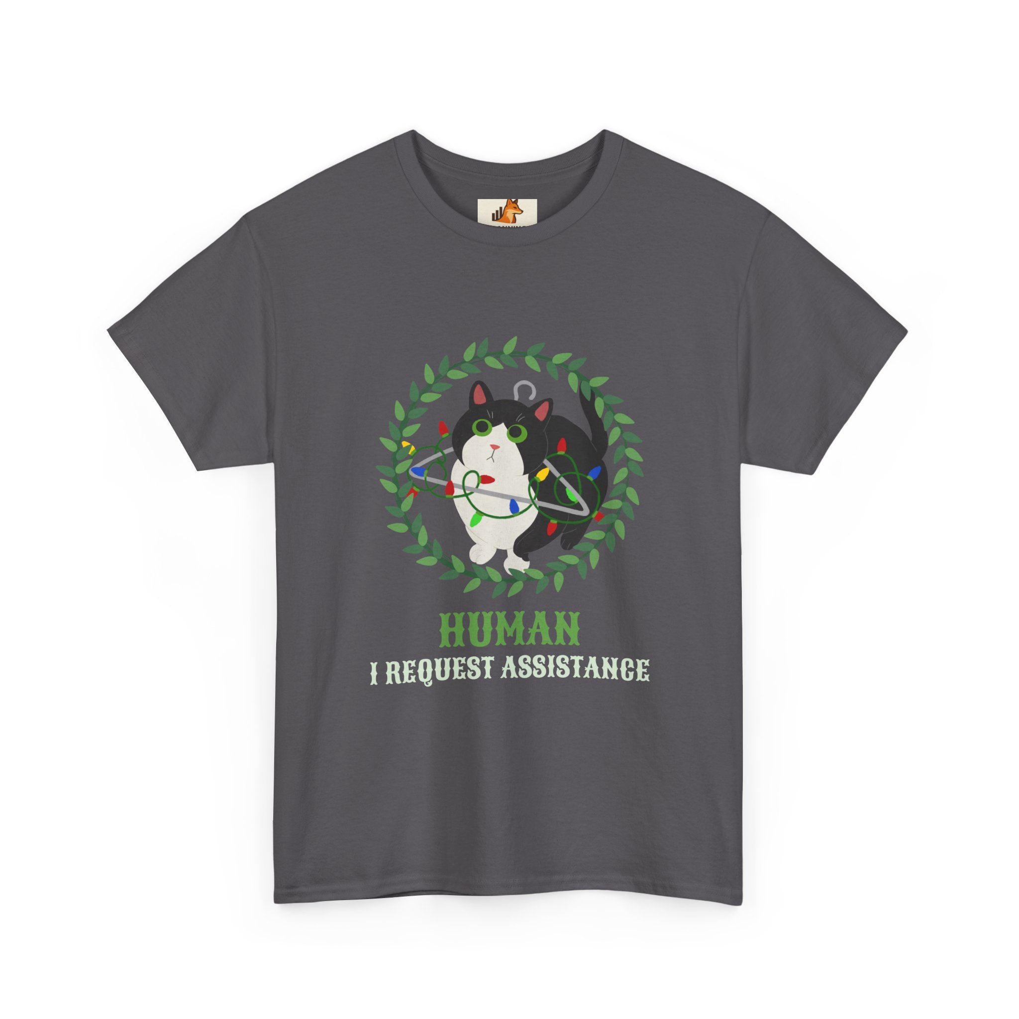 T-Shirt — 'Human, Fur-riendly Assistance' Cute Dog Wreath Graphic Tee
