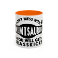 Don't Mess With Mimisaurus Coffee Mug — Funny Grandma Gift, 'You Will Get Jurasskicked' 11/15oz Accent Mug