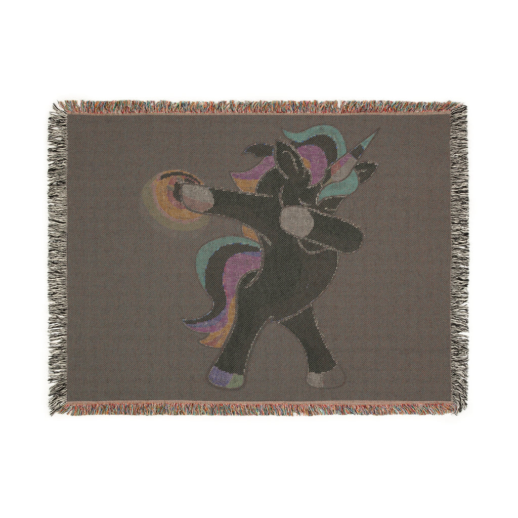 Dabbing Unicorn Woven Blanket — Fun Rainbow Mythical Throw
