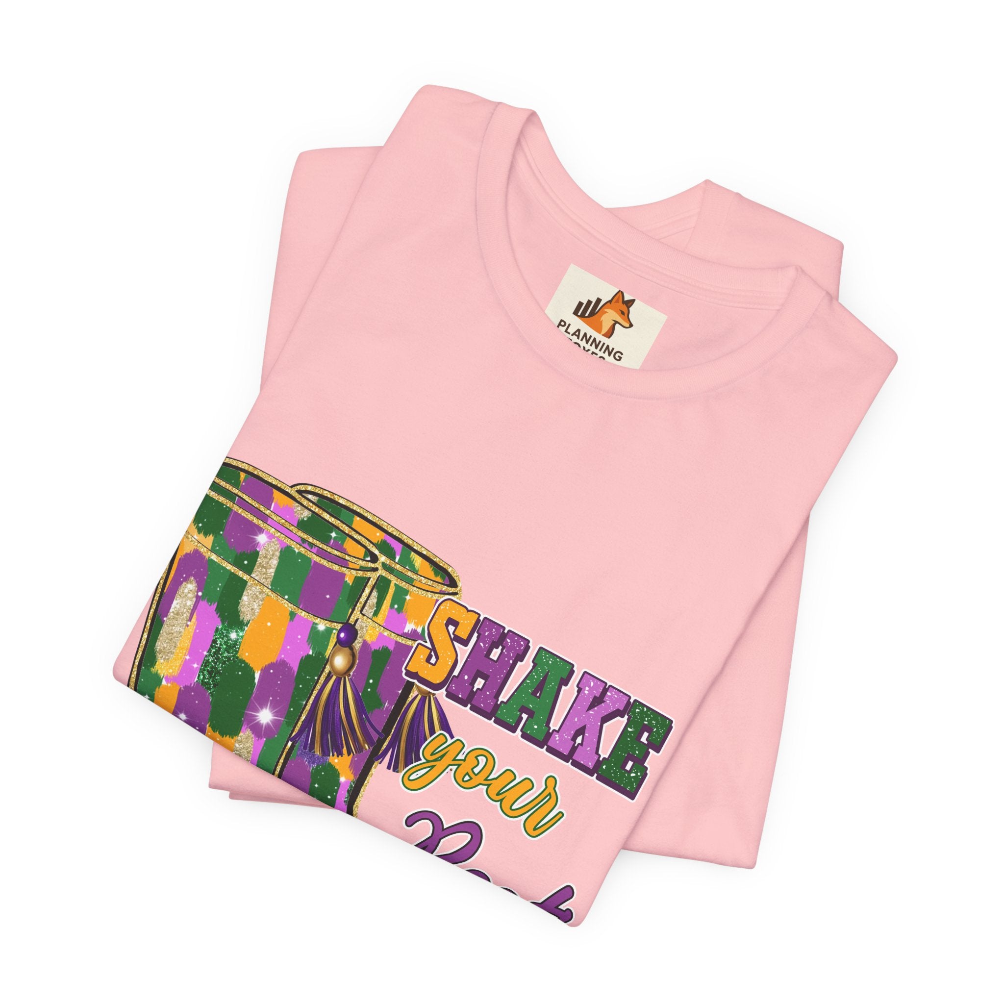 Mardi Gras 'Shake Your Bootie' T‑Shirt — Louisiana Fleur‑de‑Lis Tee