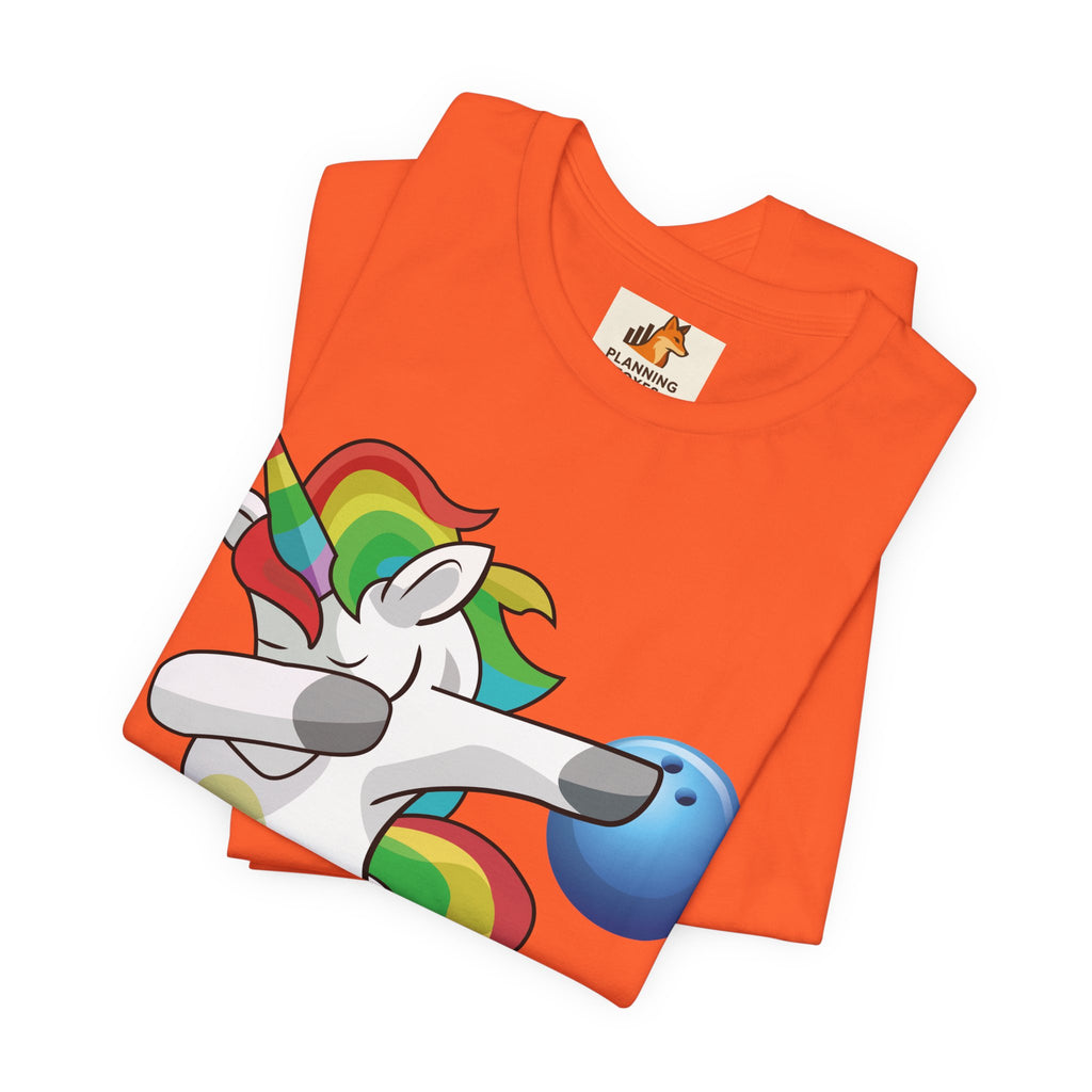 Dabbing Rainbow Unicorn Bowling T‑Shirt