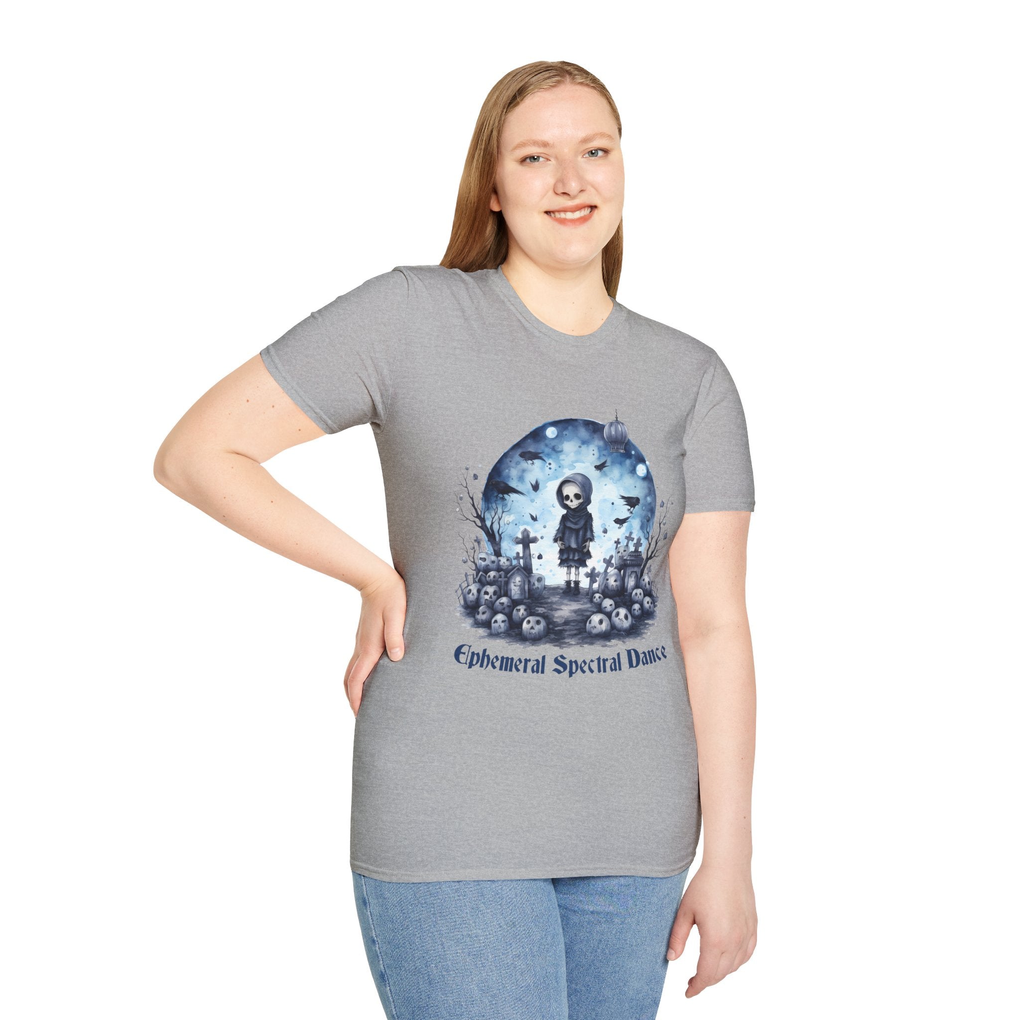 T-Shirt — Gothic Cute Grim Reaper Design (“Ephemeral Spectral Dance”)