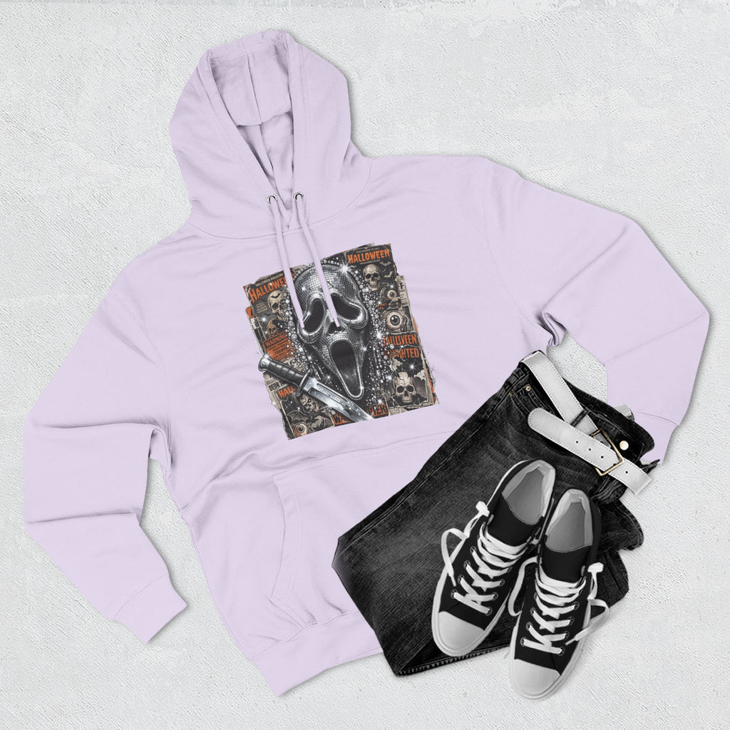 Halloween Horror Nights Hoodie — Haunted Mask & Killer Characters Graphic Pullover