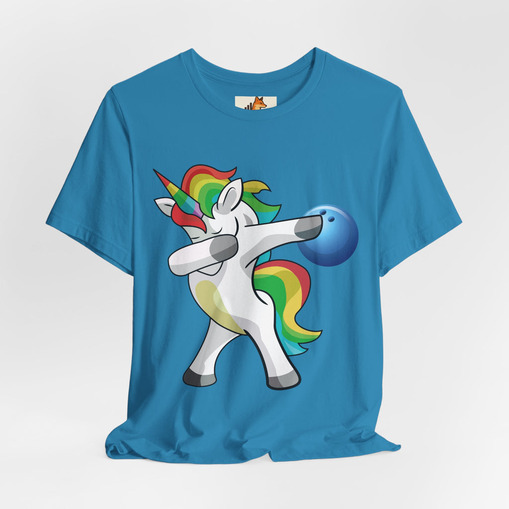 Dabbing Rainbow Unicorn Bowling T‑Shirt