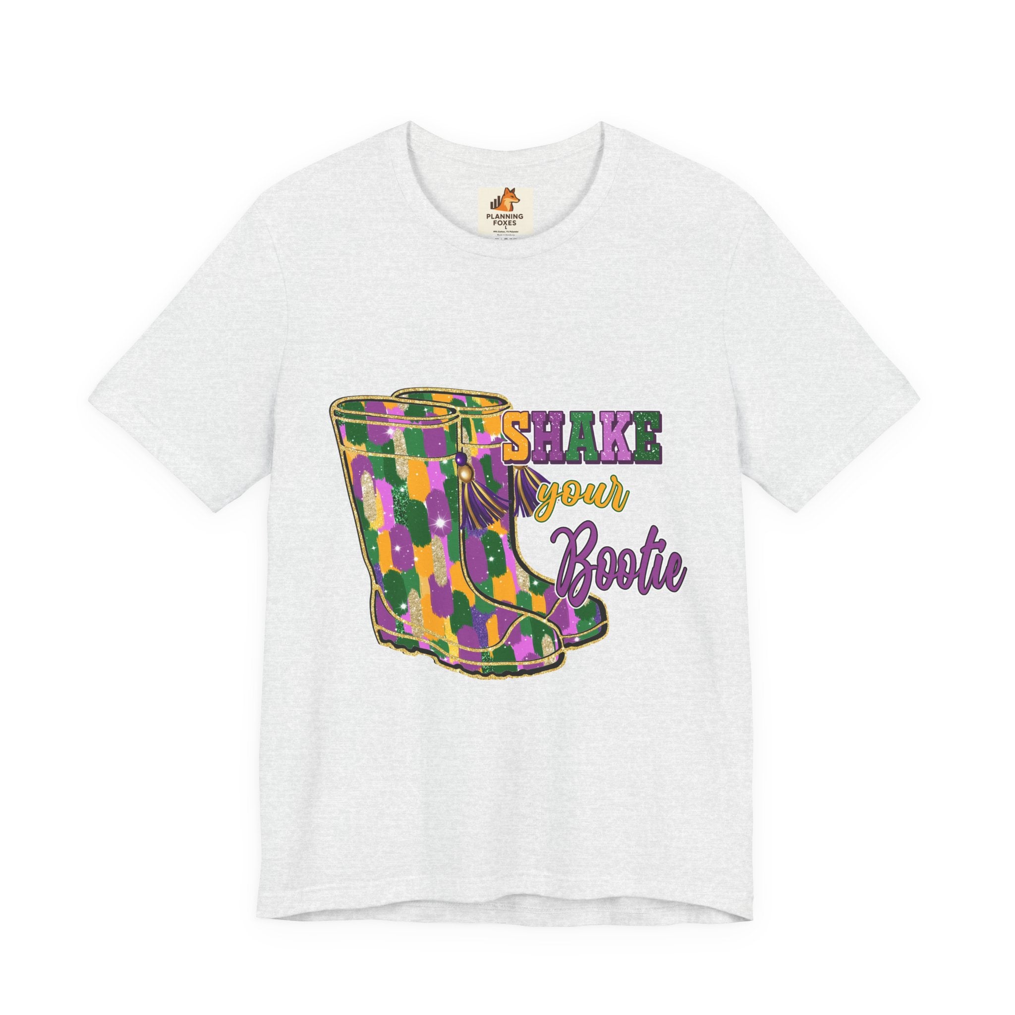 Mardi Gras 'Shake Your Bootie' T‑Shirt — Louisiana Fleur‑de‑Lis Tee