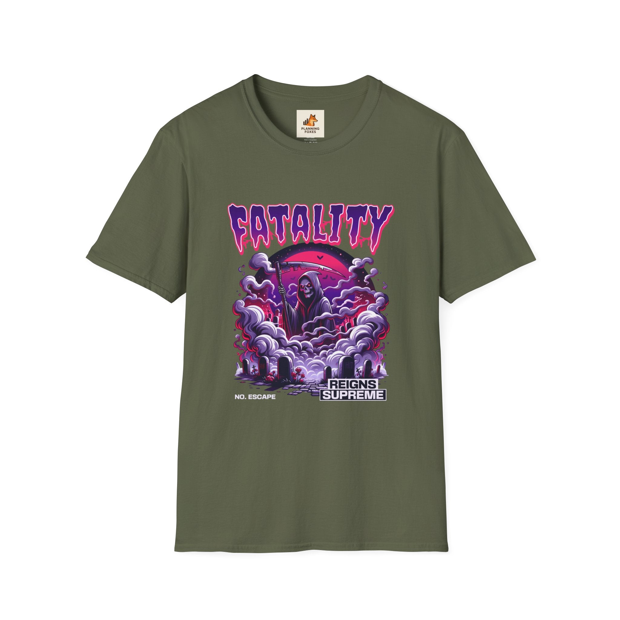 Fatality Graphic Tee — Grim Reaper Arcade Horror T-Shirt