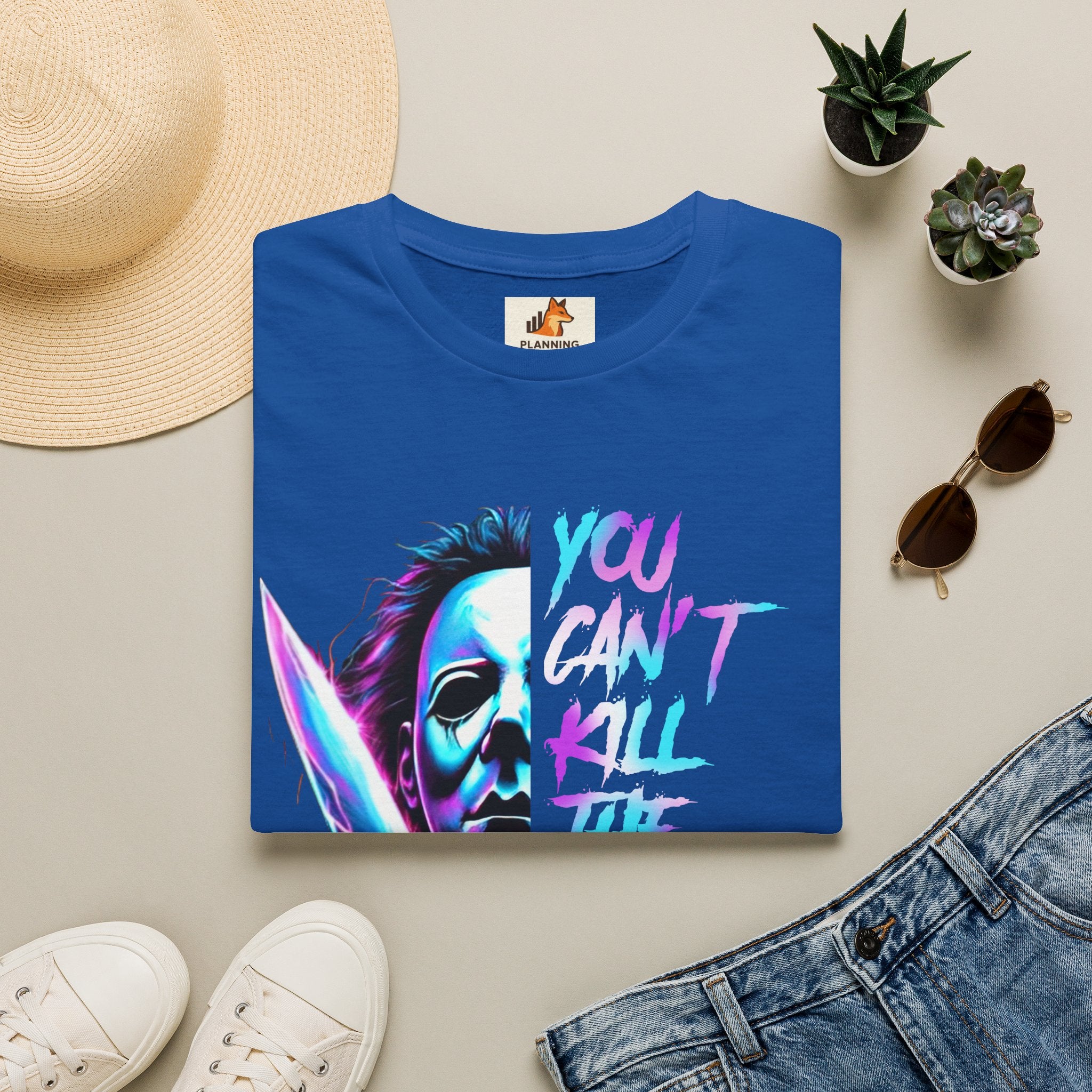 Horror Graphic T-Shirt — Neon “You Can’t Kill the Boogeyman” Michael Mask Tee