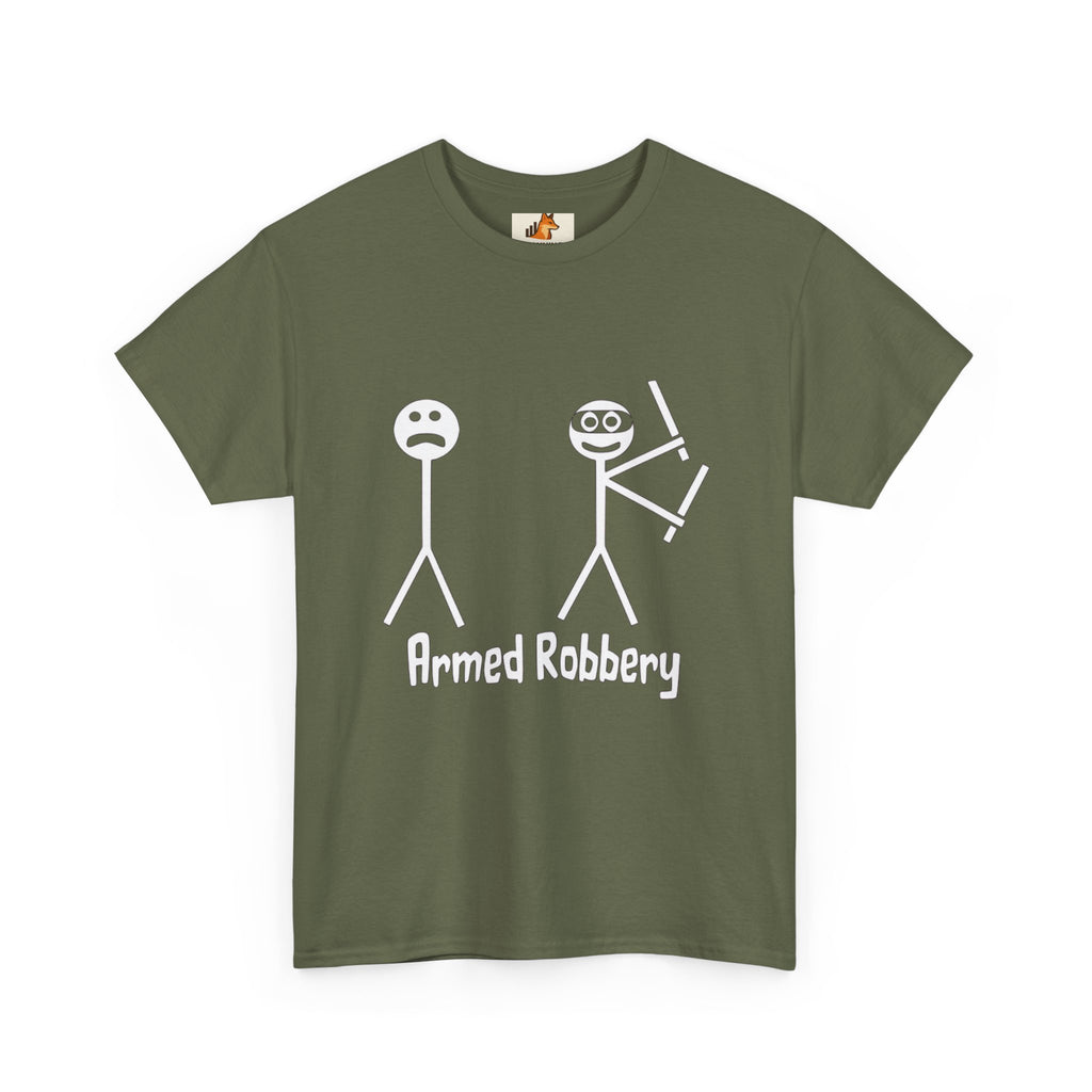 T-Shirt — 'Armed Robbery' Stick Figure Graphic Tee