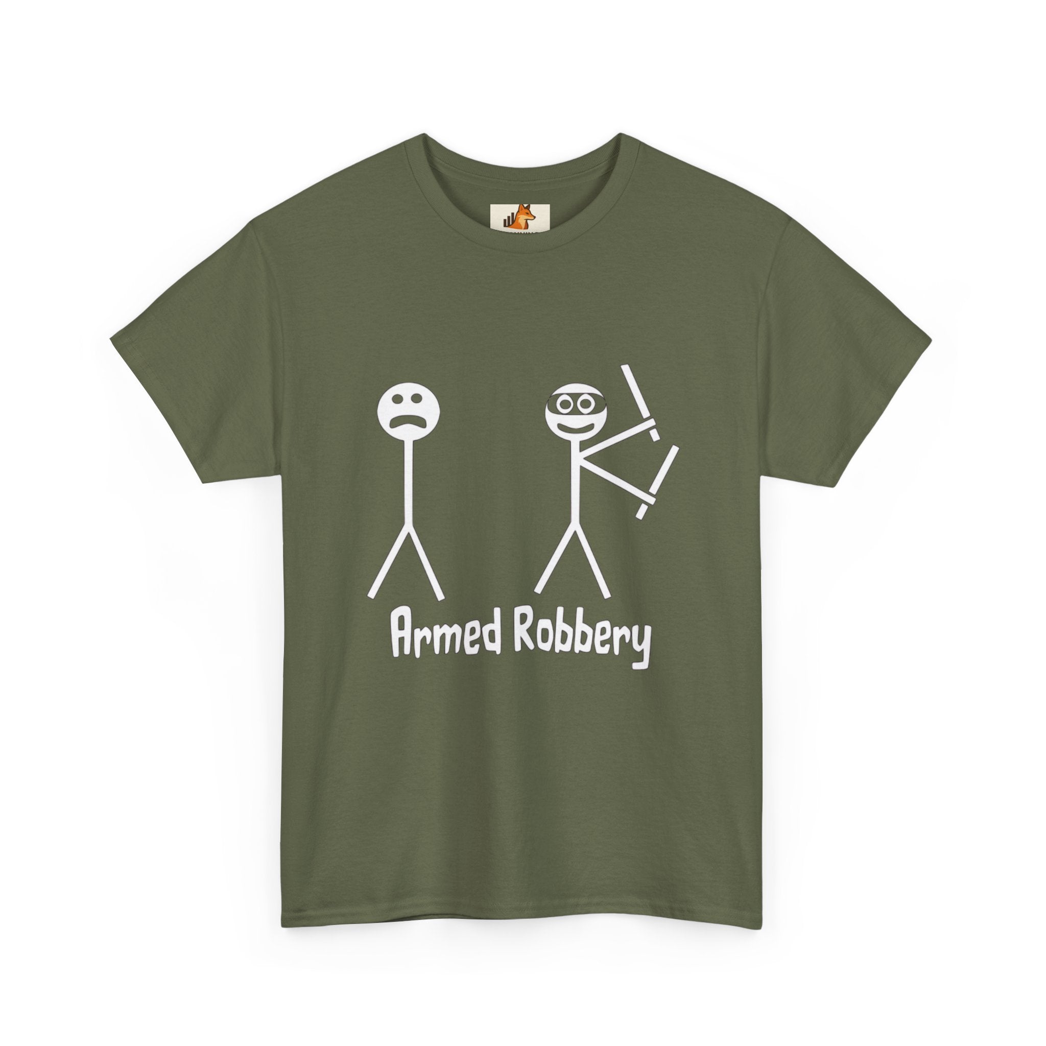 T-Shirt — 'Armed Robbery' Stick Figure Graphic Tee
